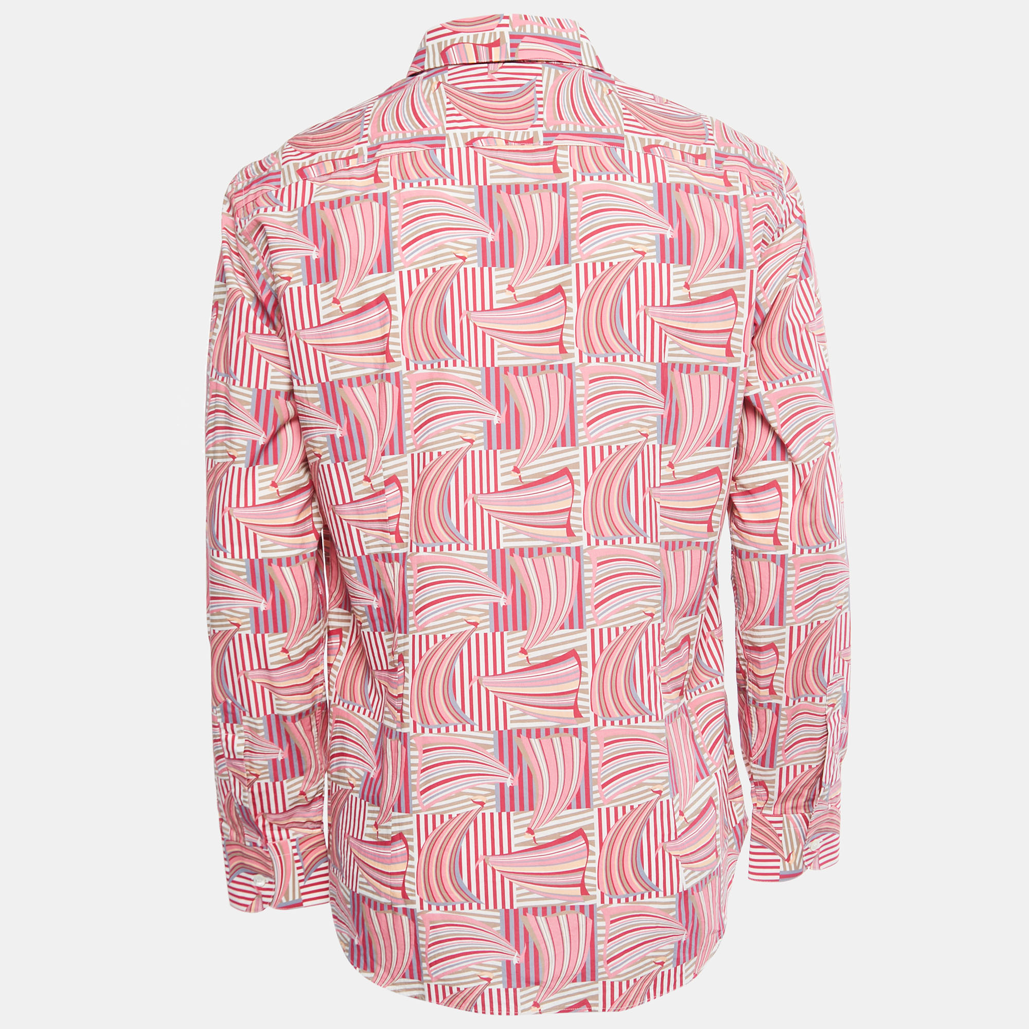 

Salvatore Ferragamo Pink Sailboat Print Cotton Derby Fit Shirt