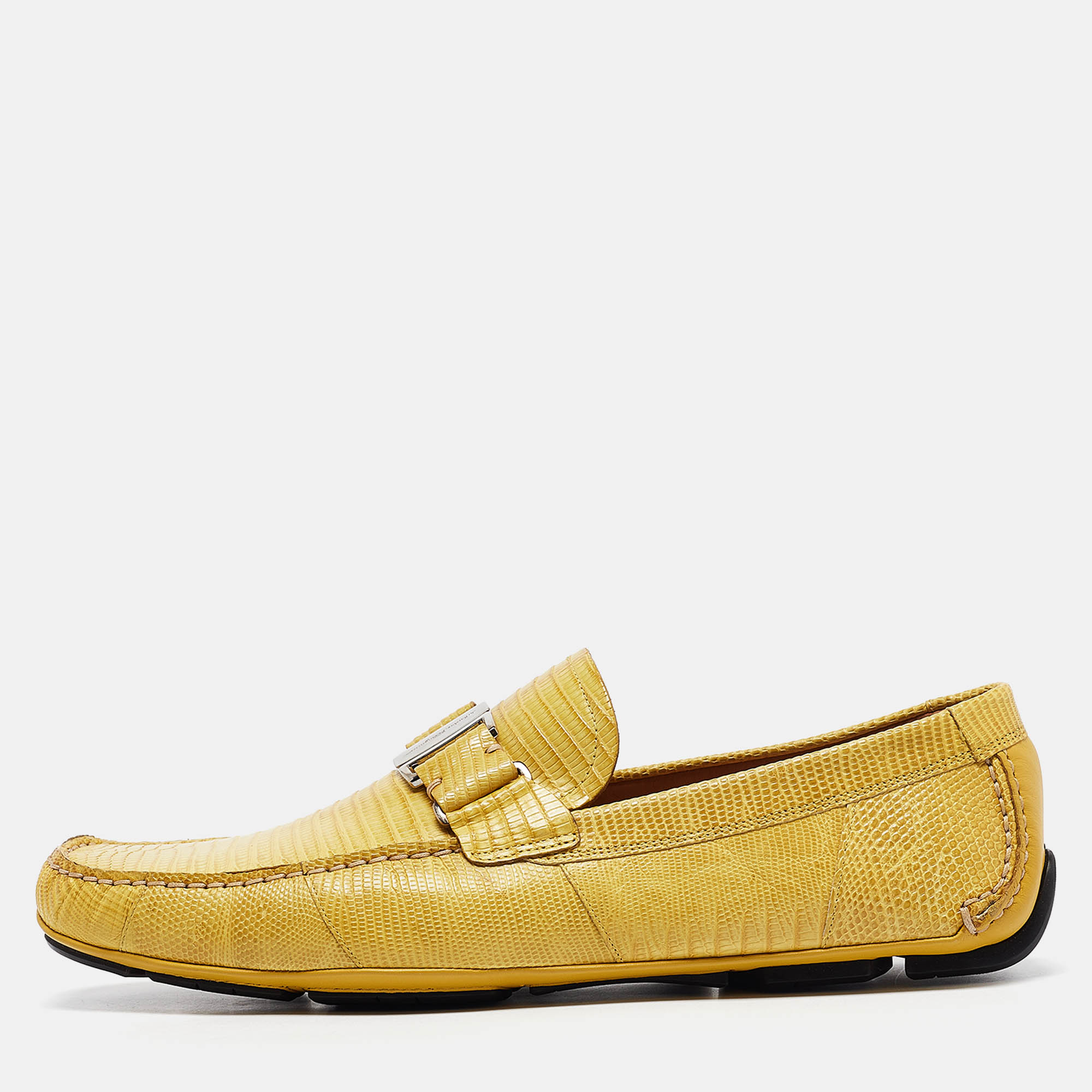 

Salvatore Ferragamo Yellow Lizard Sardegna Loafers Size 44.5