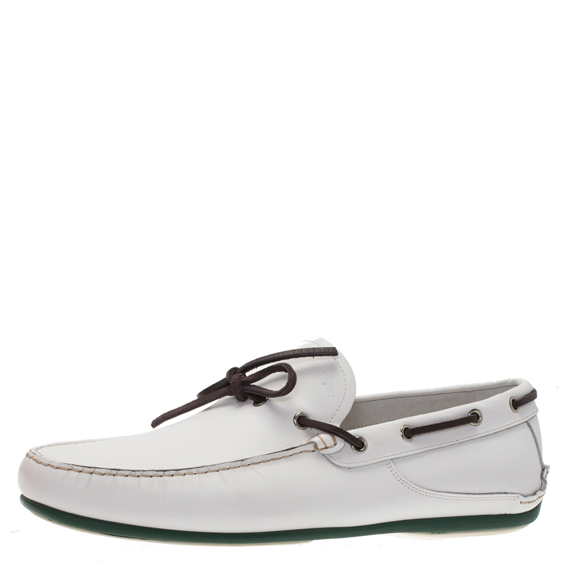 حذاء لوفرز سالفاتوري فيراغامو مانغو بوت جلد أبيض مقاس 45