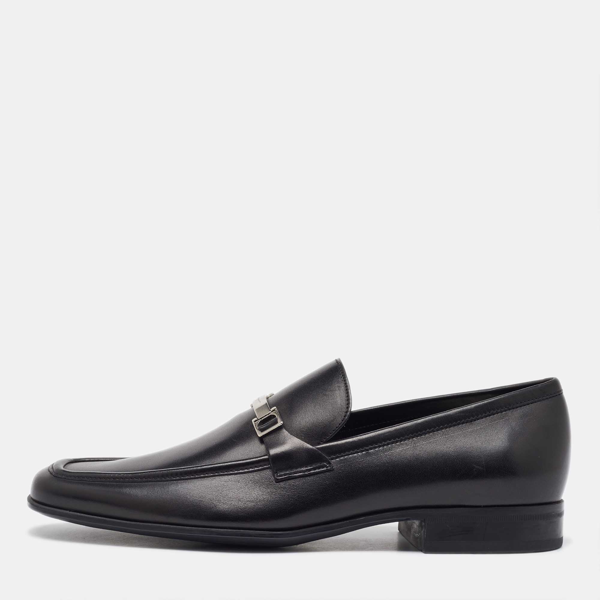 

Salvatore Ferragamo Black Leather Slip On Loafers Size 41.5