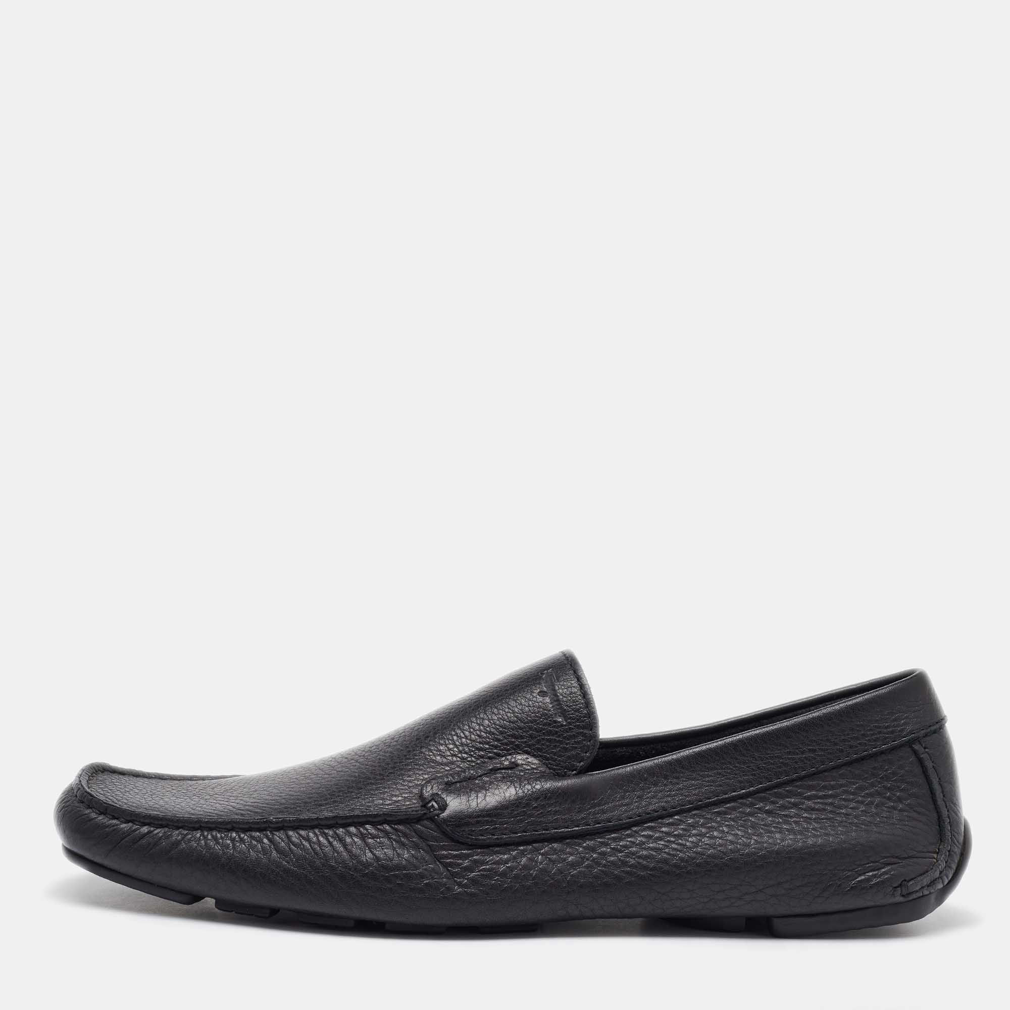 

Salvatore Ferragamo Black Leather Gardel Slip On Loafers Size 41.5