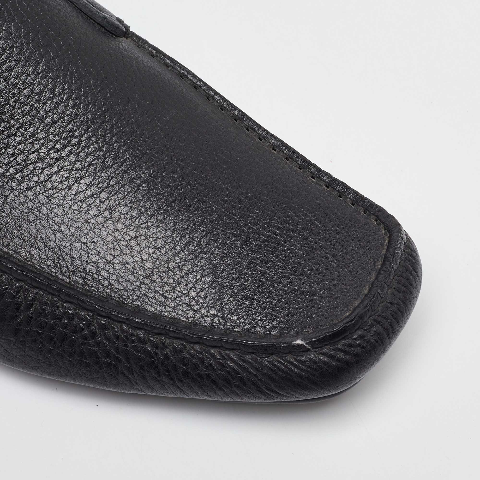 Salvatore Ferragamo Black Leather Gardel Slip On Loafers Size 41.5 