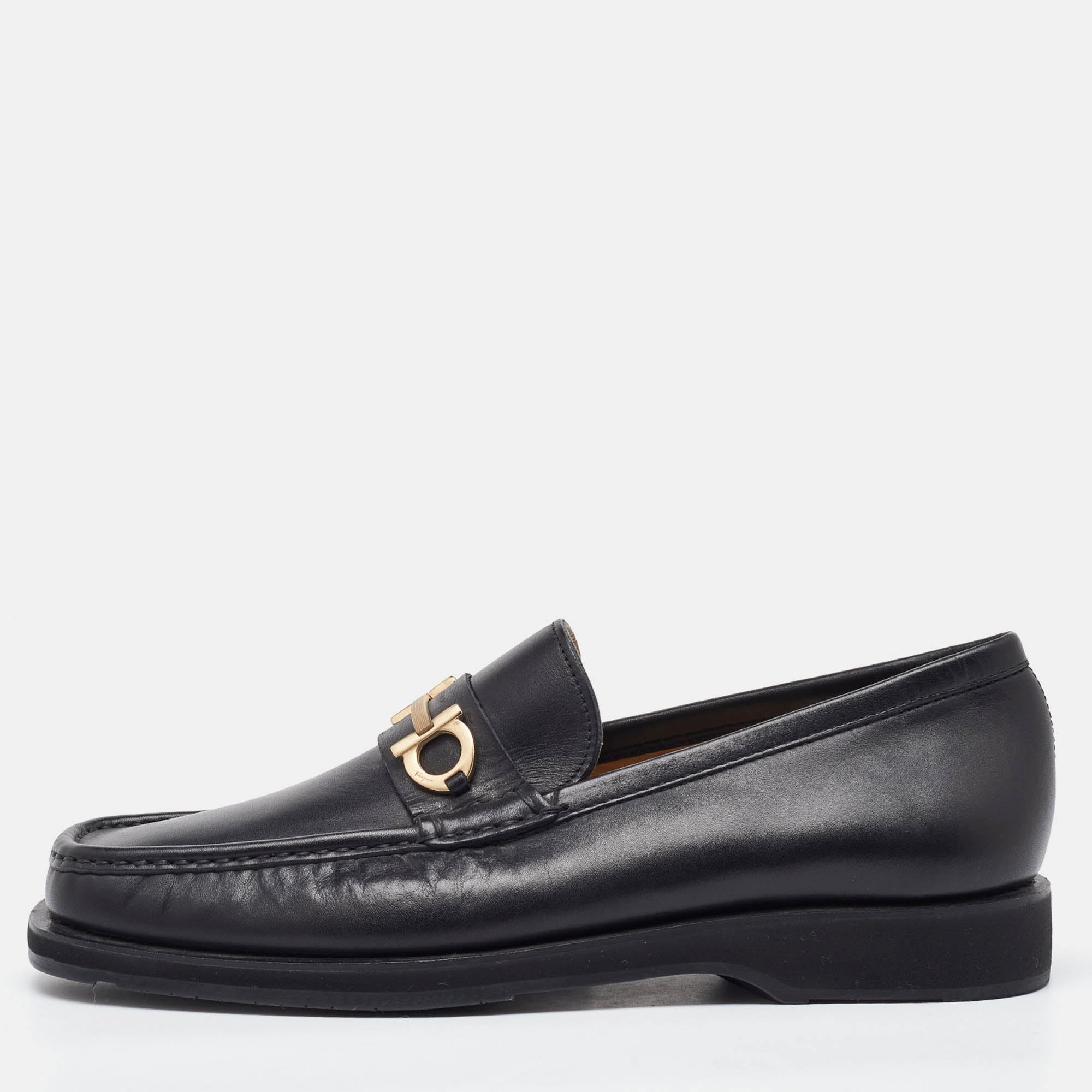 

Salvatore Ferragamo Black Leather Gancini Slip On Loafers Size 41.5