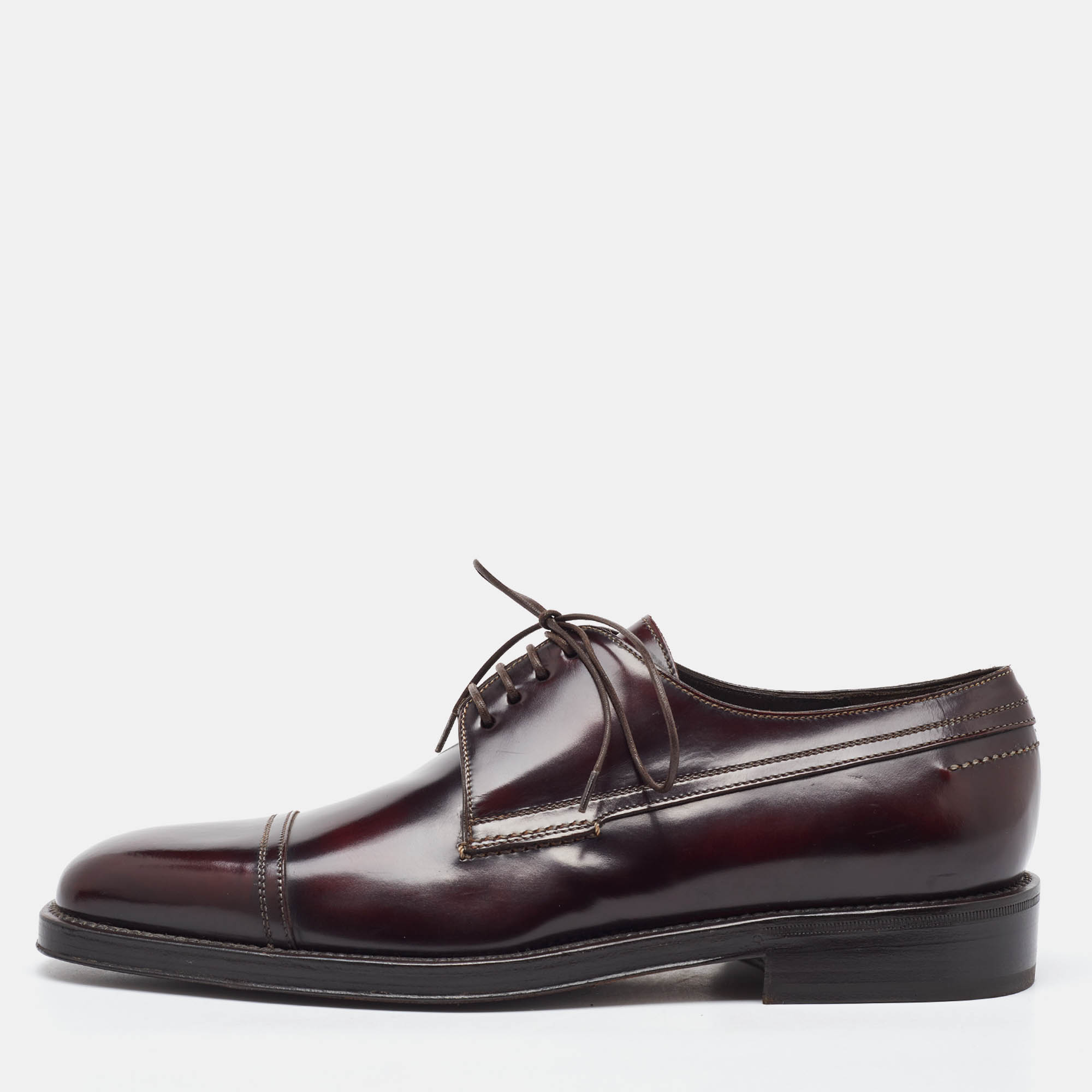 

Salvatore Ferragamo Dark Burgundy Leather Lace Up Derby Size 41.5