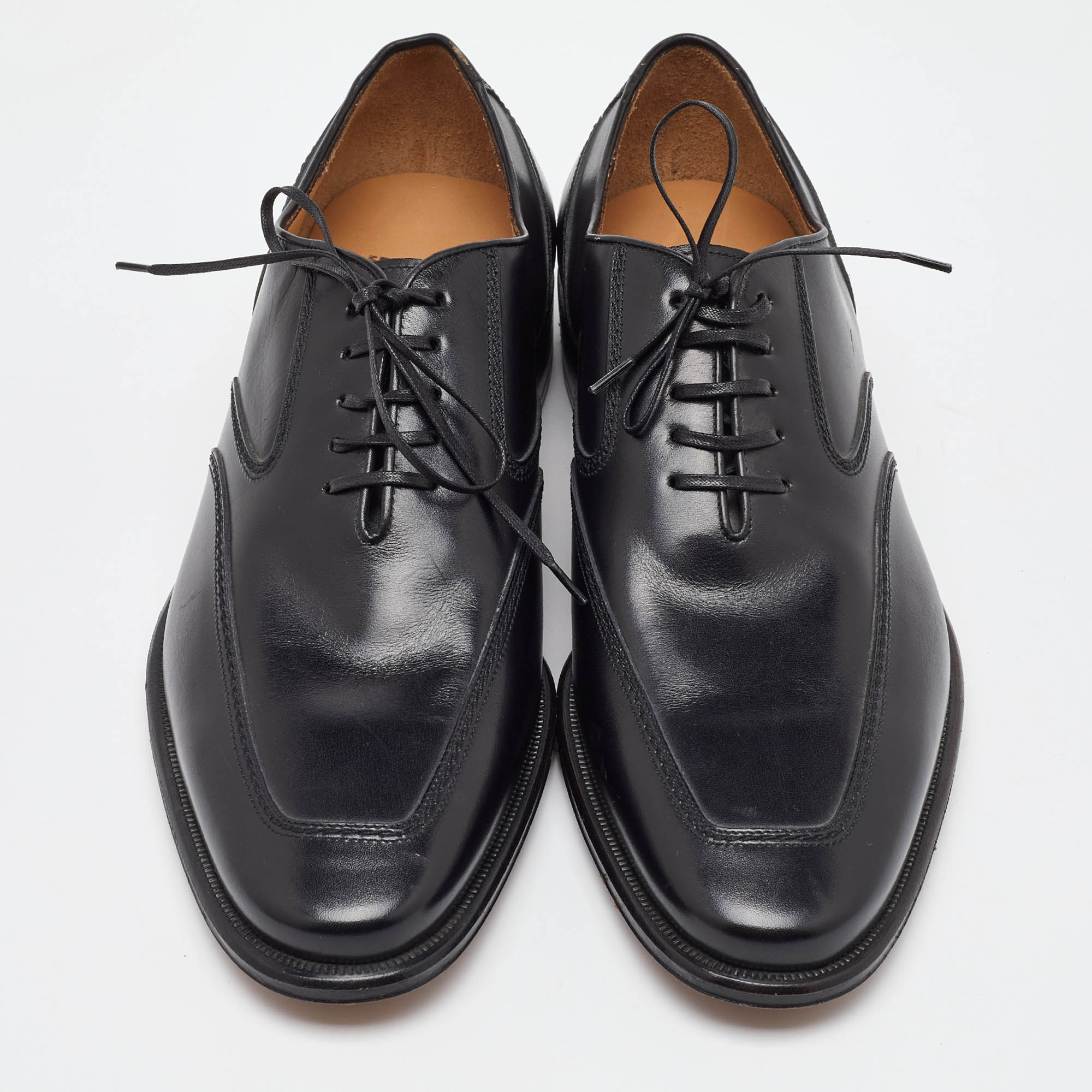 Salvatore Ferragamo Black Leather Lace Up Oxfords Size 41.5 