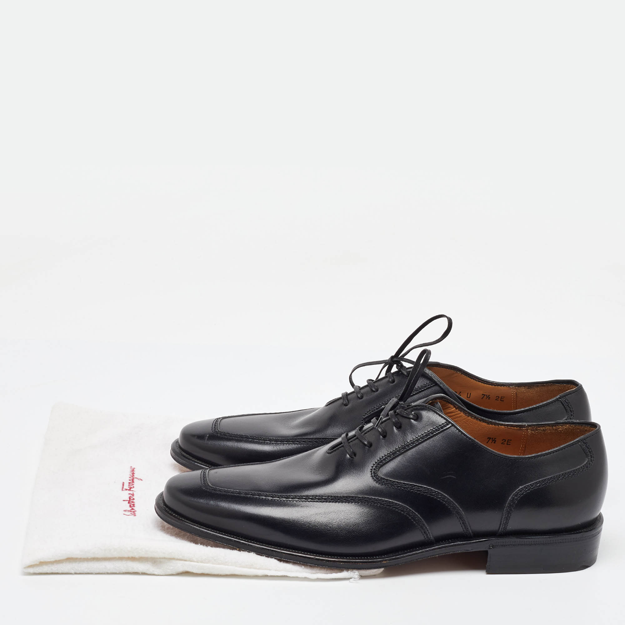 Salvatore Ferragamo Black Leather Lace Up Oxfords Size 41.5 