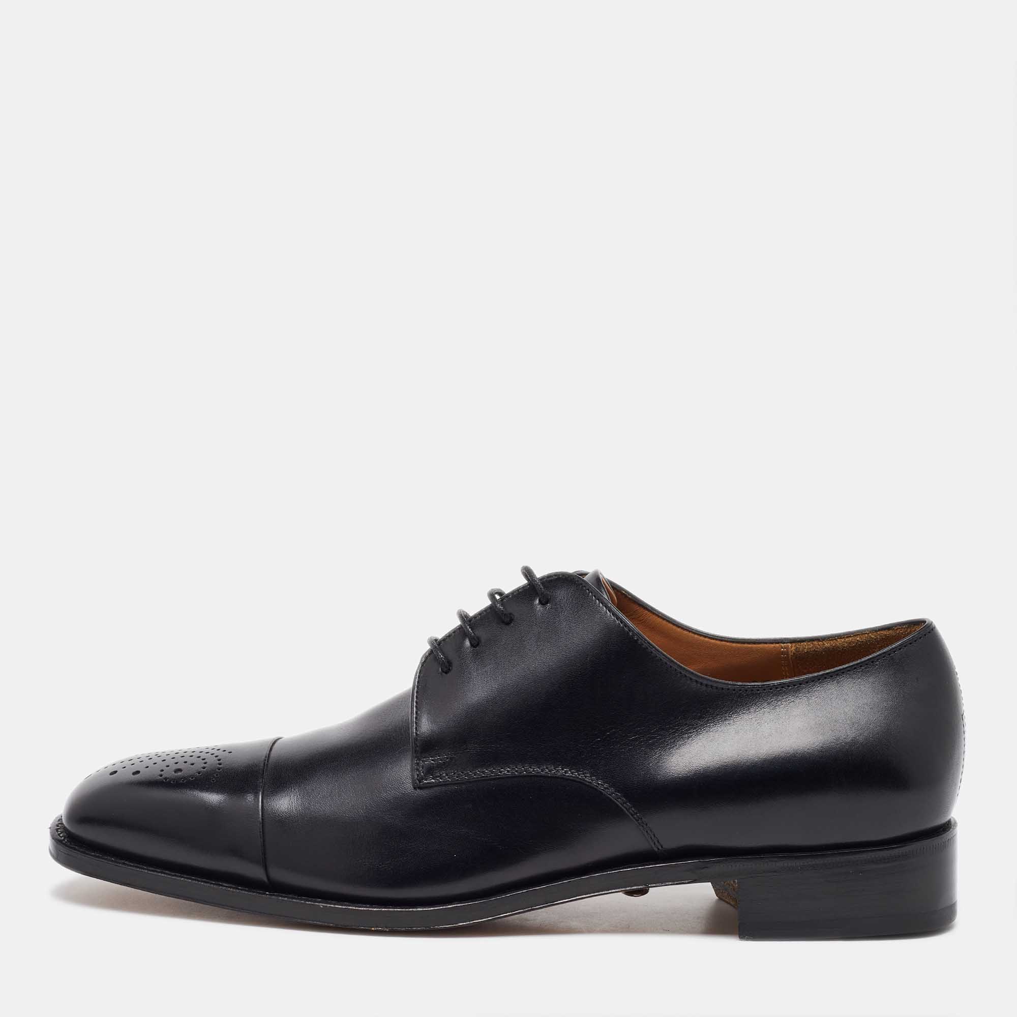 

Salvatore Ferragamo Black Leather Lace Up Derby Size 41.5