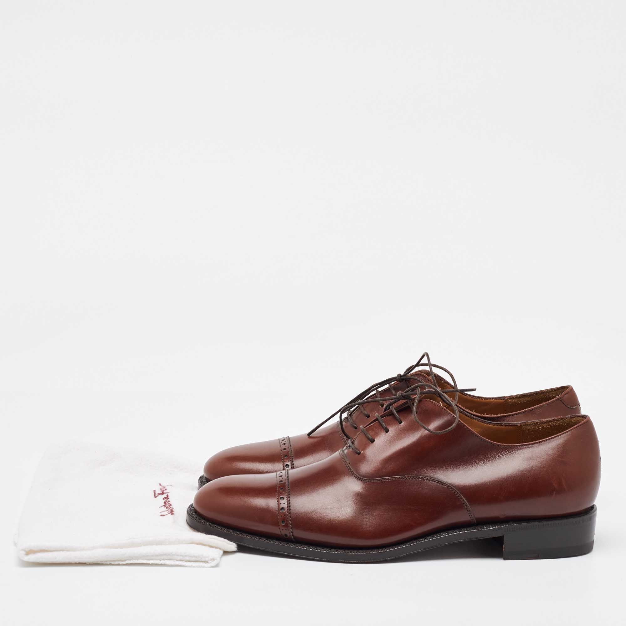 Salvatore Ferragamo Brown Leather Lace Up Oxfords Size 41.5 