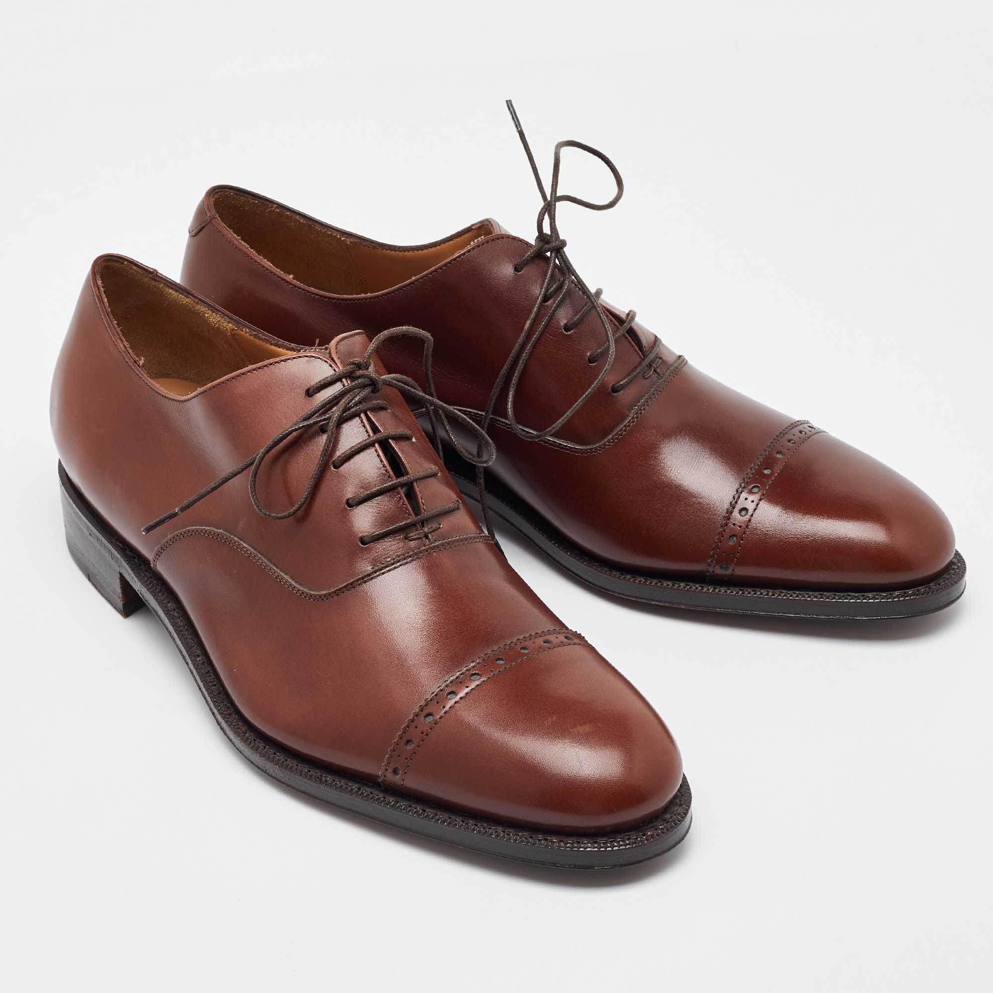 Salvatore Ferragamo Brown Leather Lace Up Oxfords Size 41.5 