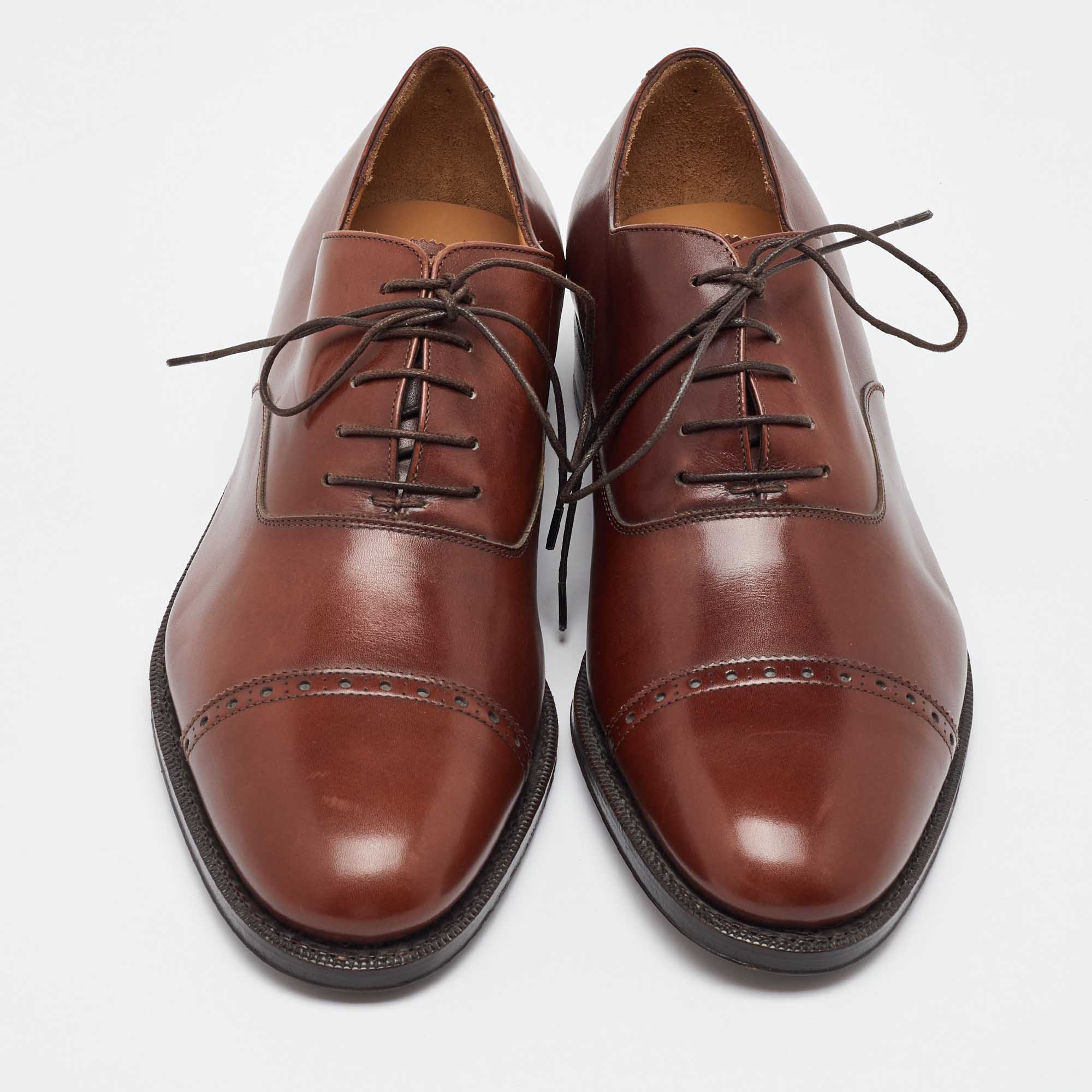 Salvatore Ferragamo Brown Leather Lace Up Oxfords Size 41.5 