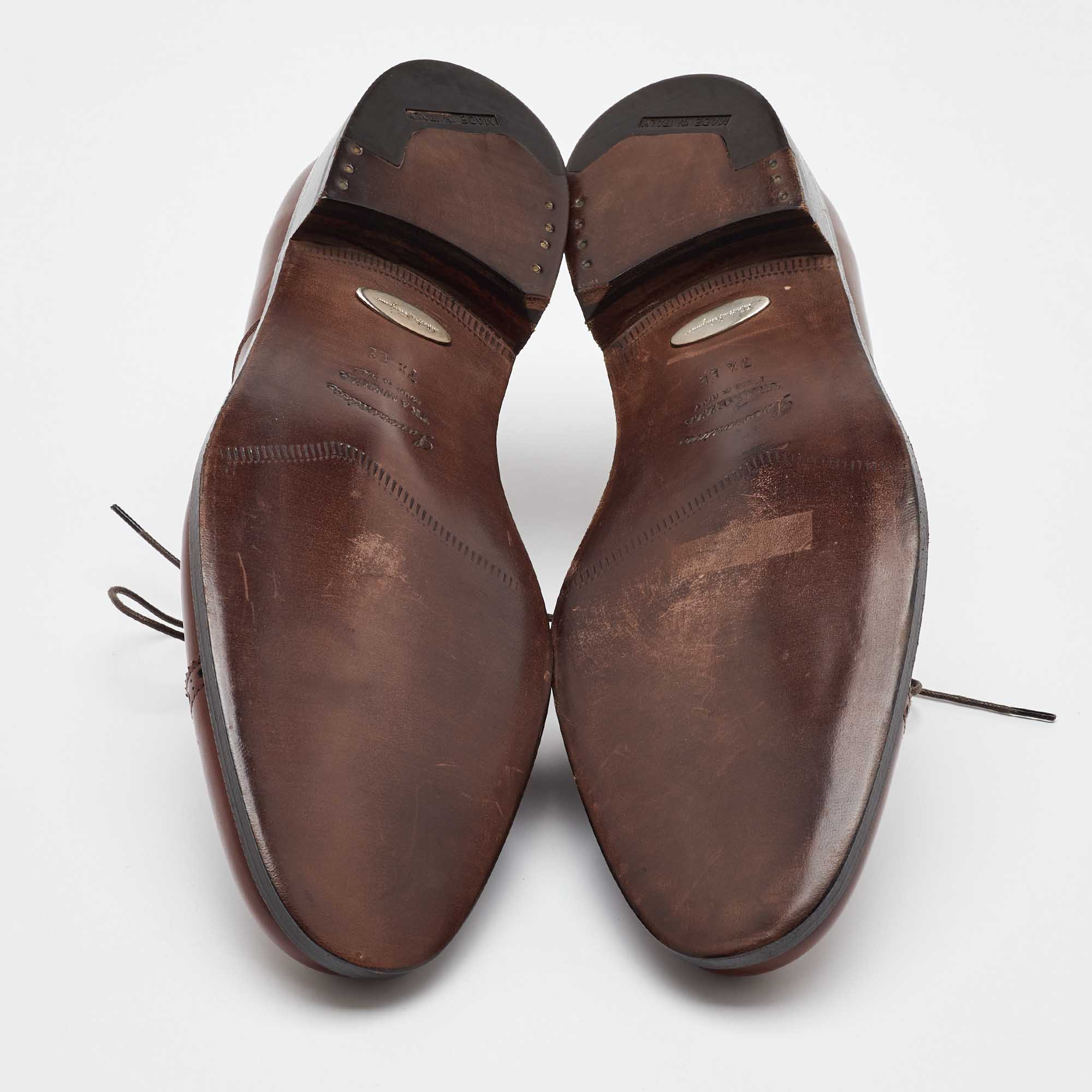 Salvatore Ferragamo Brown Leather Lace Up Oxfords Size 41.5 
