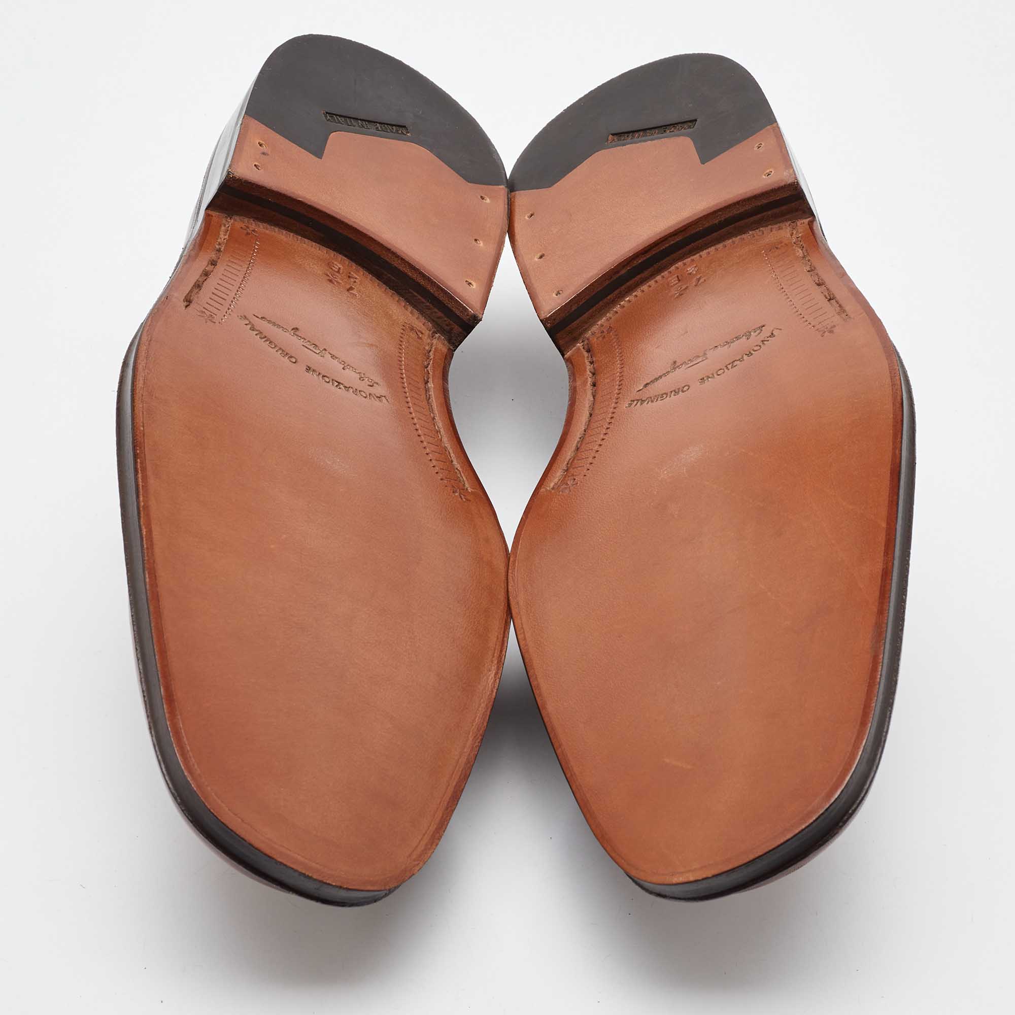Salvatore Ferragamo Brown Leather Slip On Loafers Size 41.5 