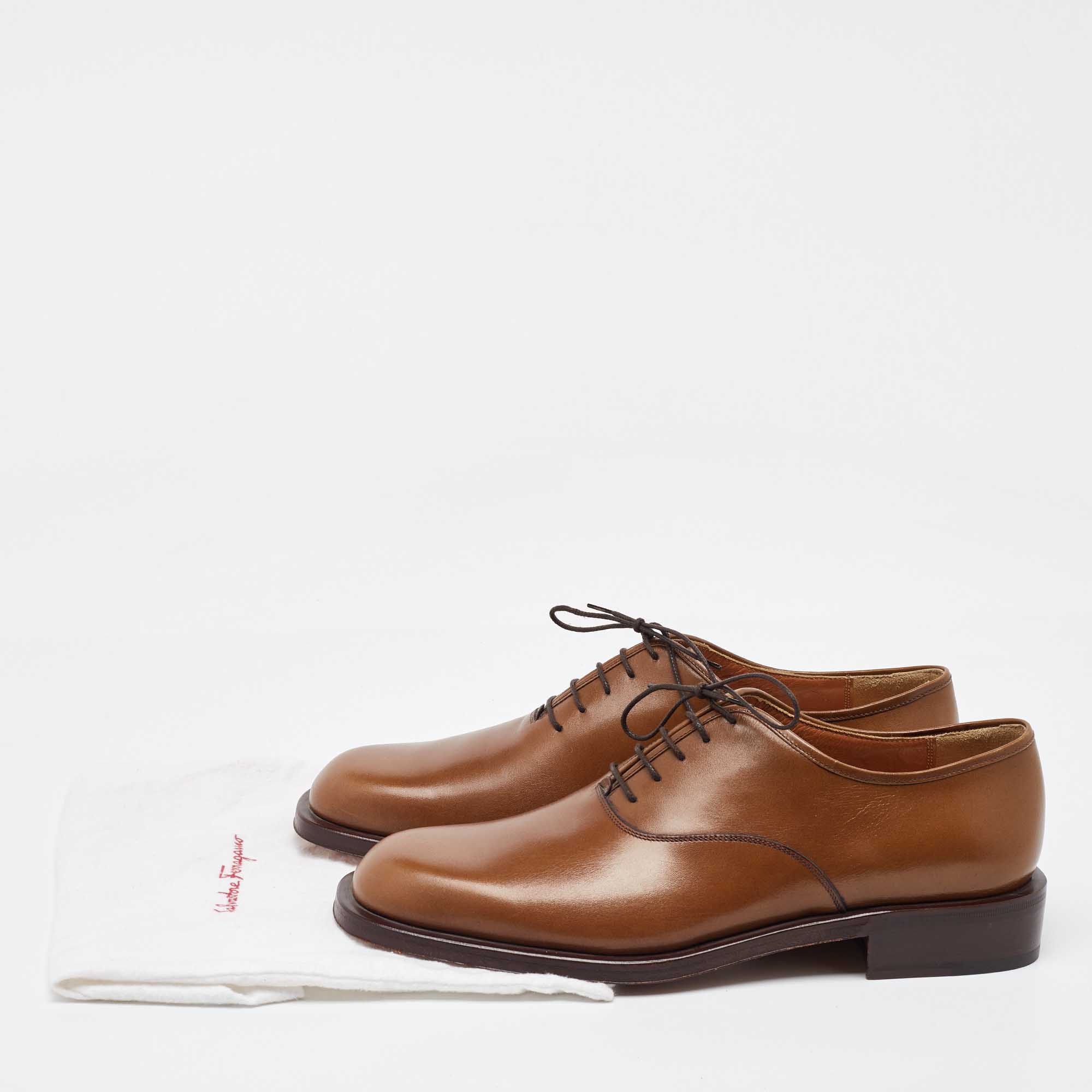 Salvatore Ferragamo Brown Leather Lace Up Oxfords Size 41.5 