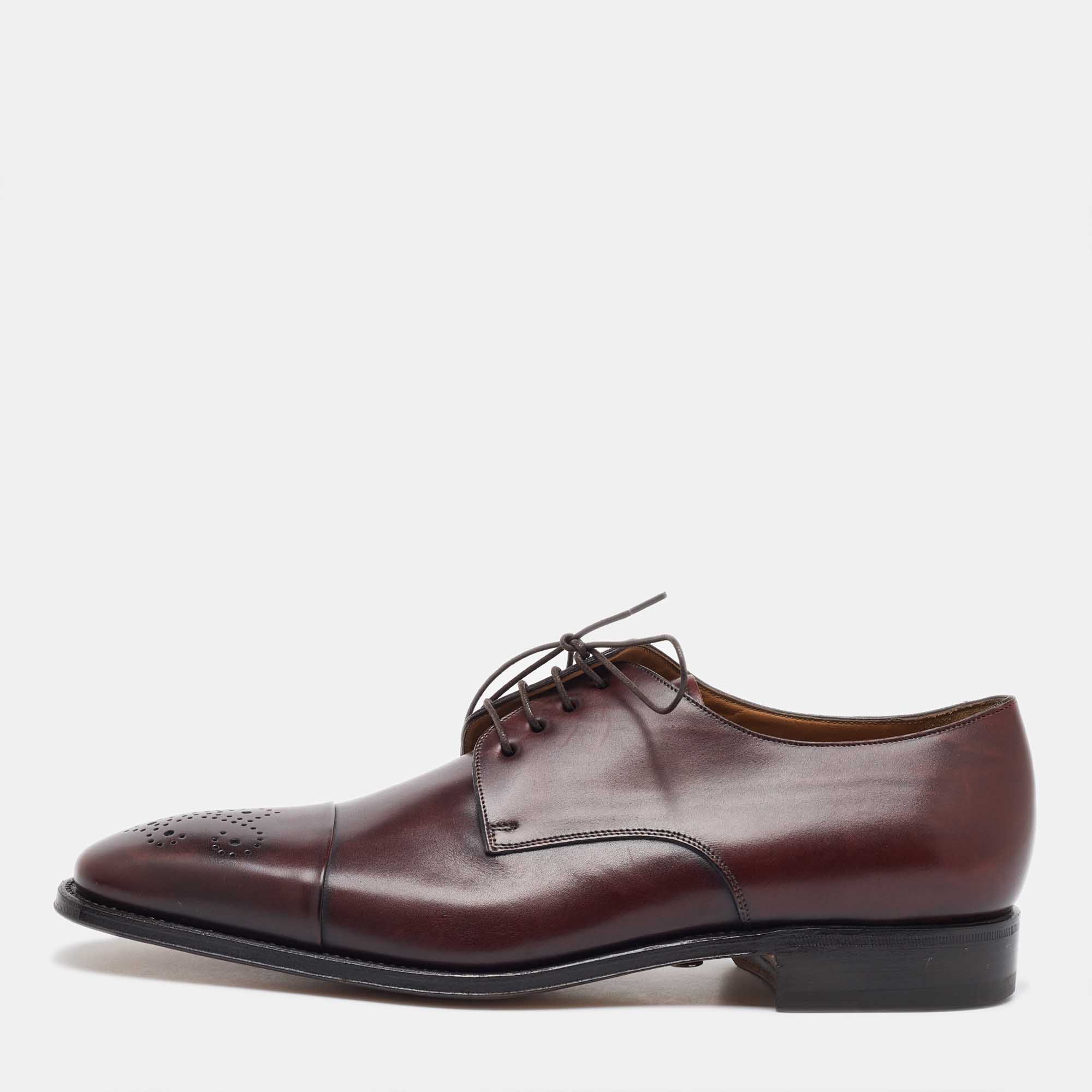 

Salvatore Ferragamo Burgundy Leather Lace Up Derby Size 41.5