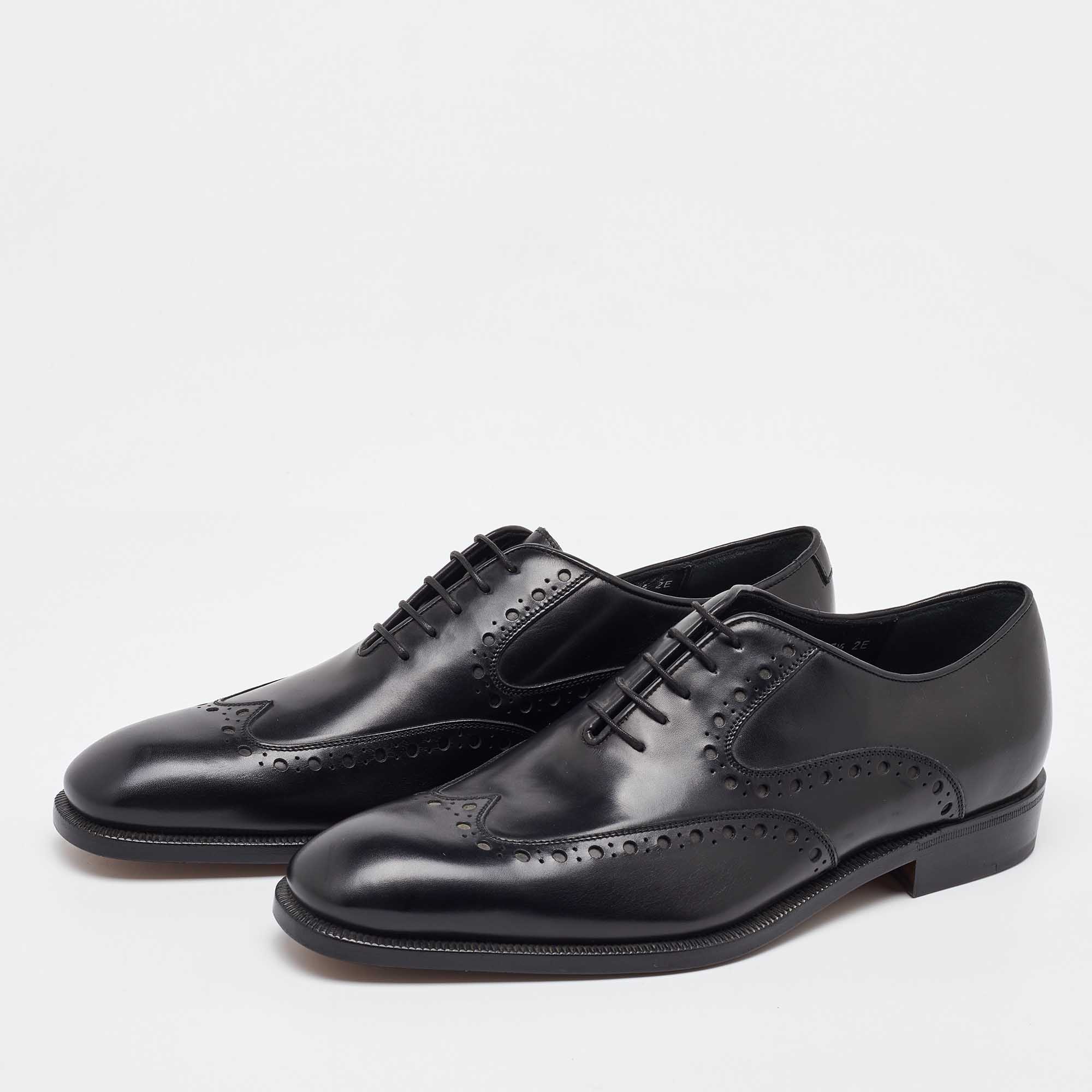 Salvatore Ferragamo Black Leather Lace Up Oxfords Size 41.5 