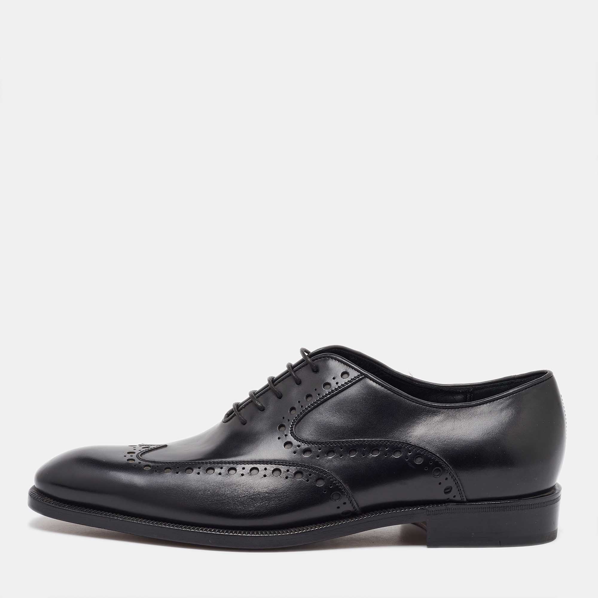 

Salvatore Ferragamo Black Leather Lace Up Oxfords Size 41.5