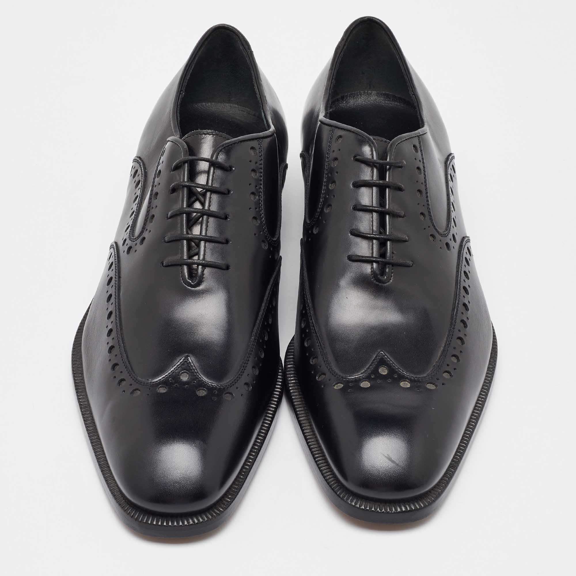 Salvatore Ferragamo Black Leather Lace Up Oxfords Size 41.5 