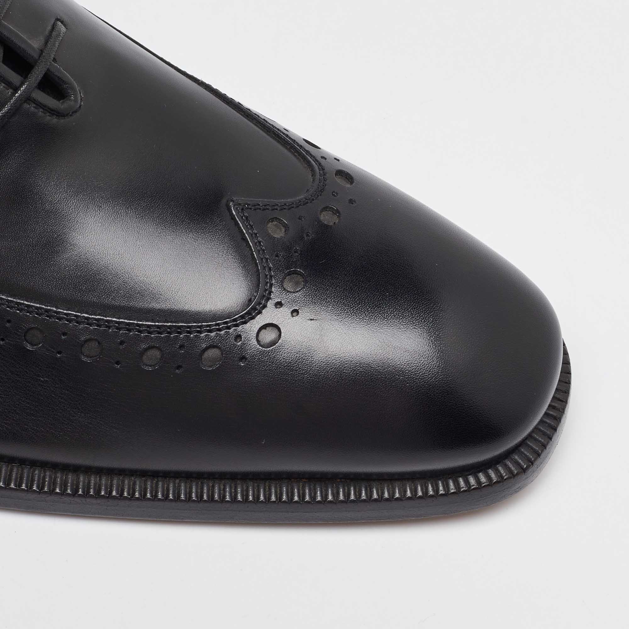 Salvatore Ferragamo Black Leather Lace Up Oxfords Size 41.5 