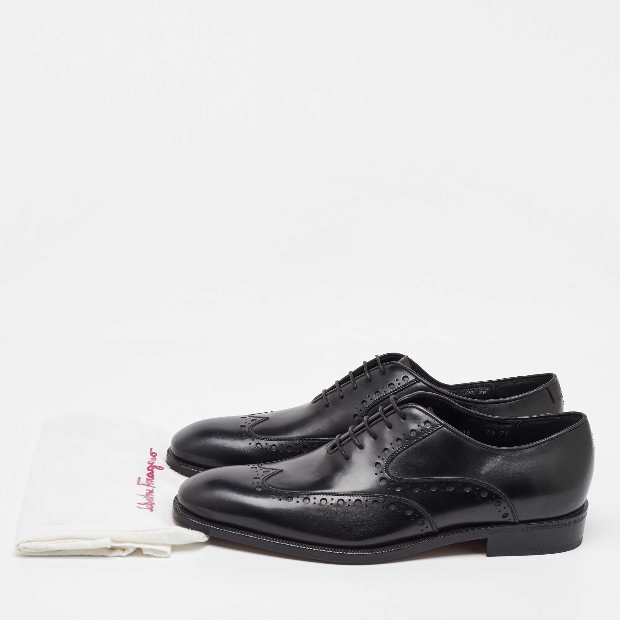 Salvatore Ferragamo Black Leather Lace Up Oxfords Size 41.5 
