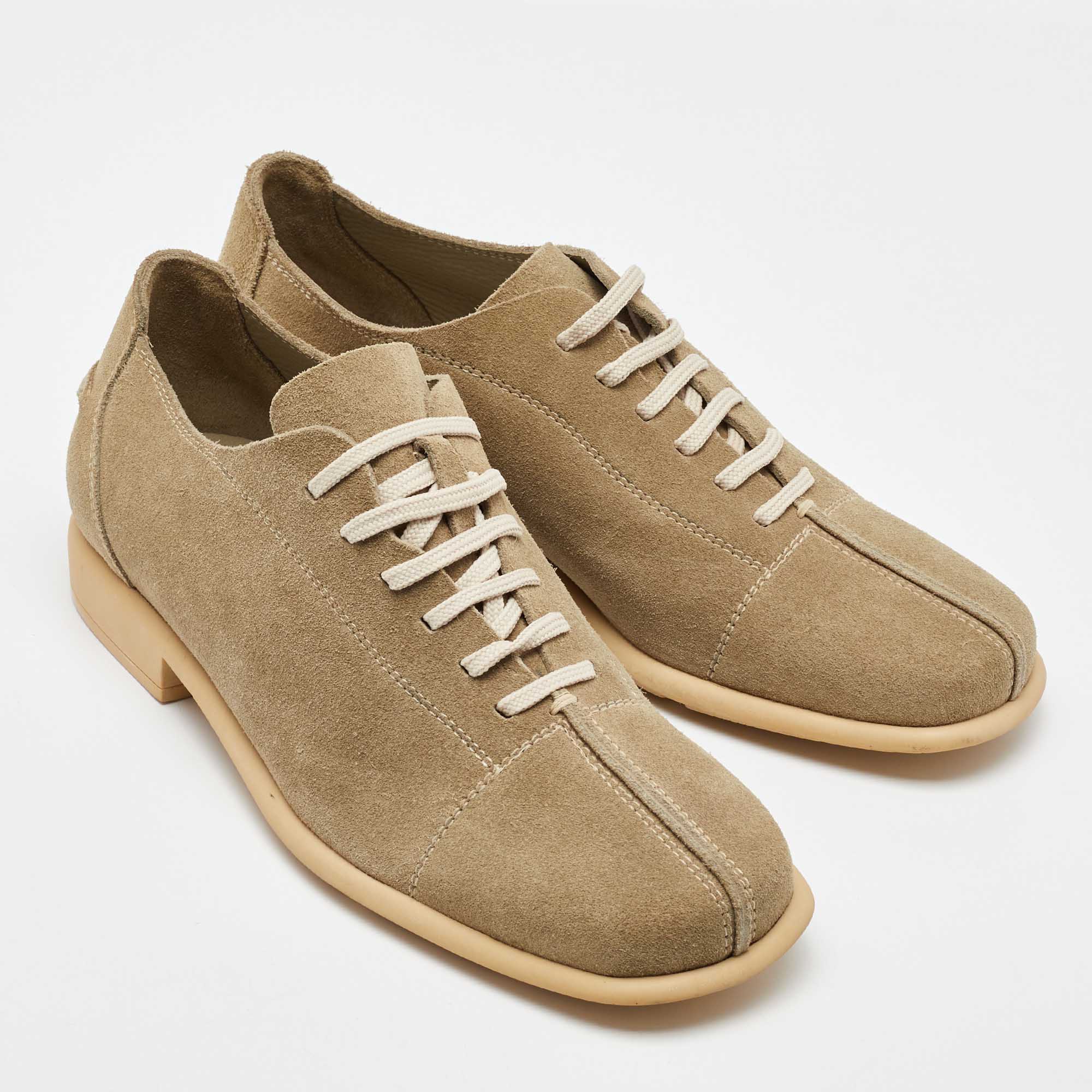 Salvatore Ferragamo Beige Suede Lace Up Oxfords Size 41.5 