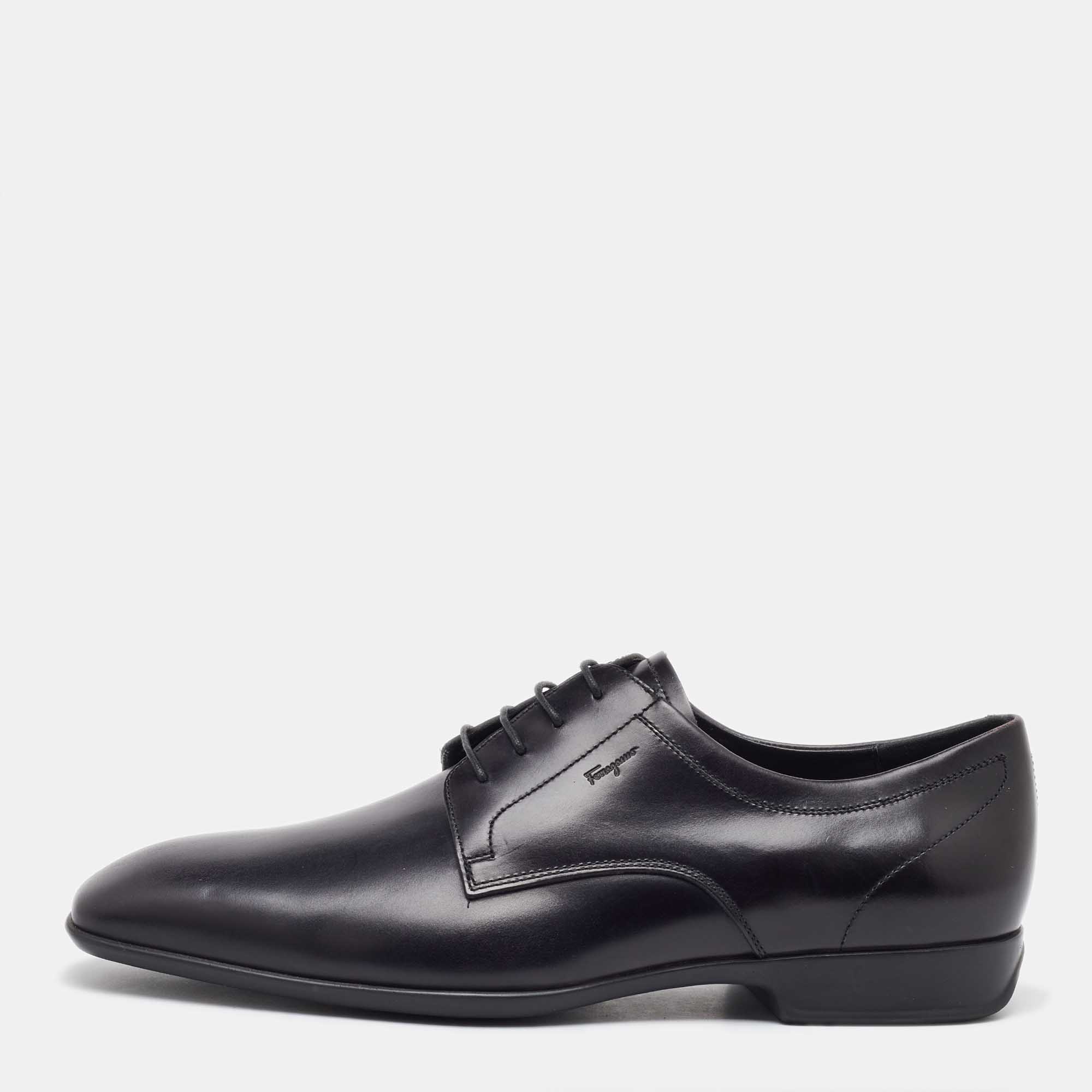 

Salvatore Ferragamo Black Leather Lace Up Derby Size 41.5