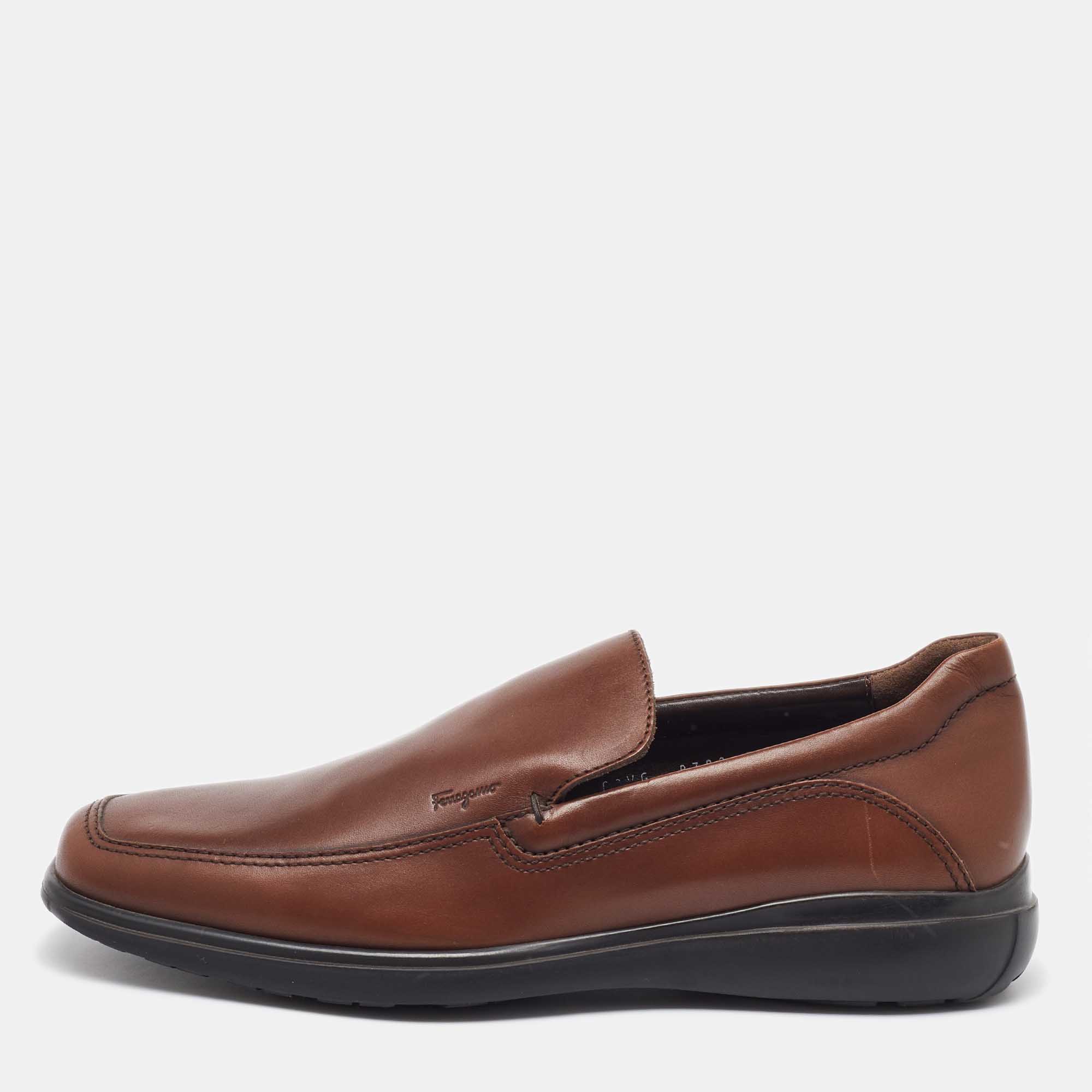 

Salvatore Ferragamo Brown Leather Slip On Loafers Size 41.5