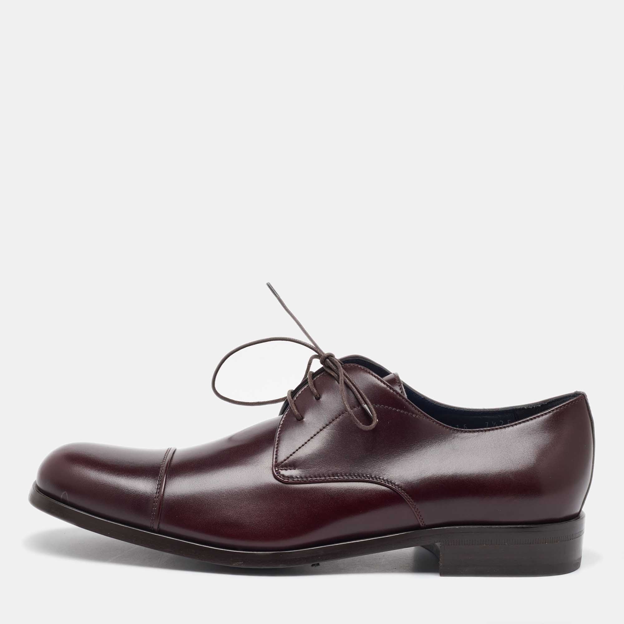 

Salvatore Ferragamo Dark Burgundy Leather Lace Up Derby Size 41.5