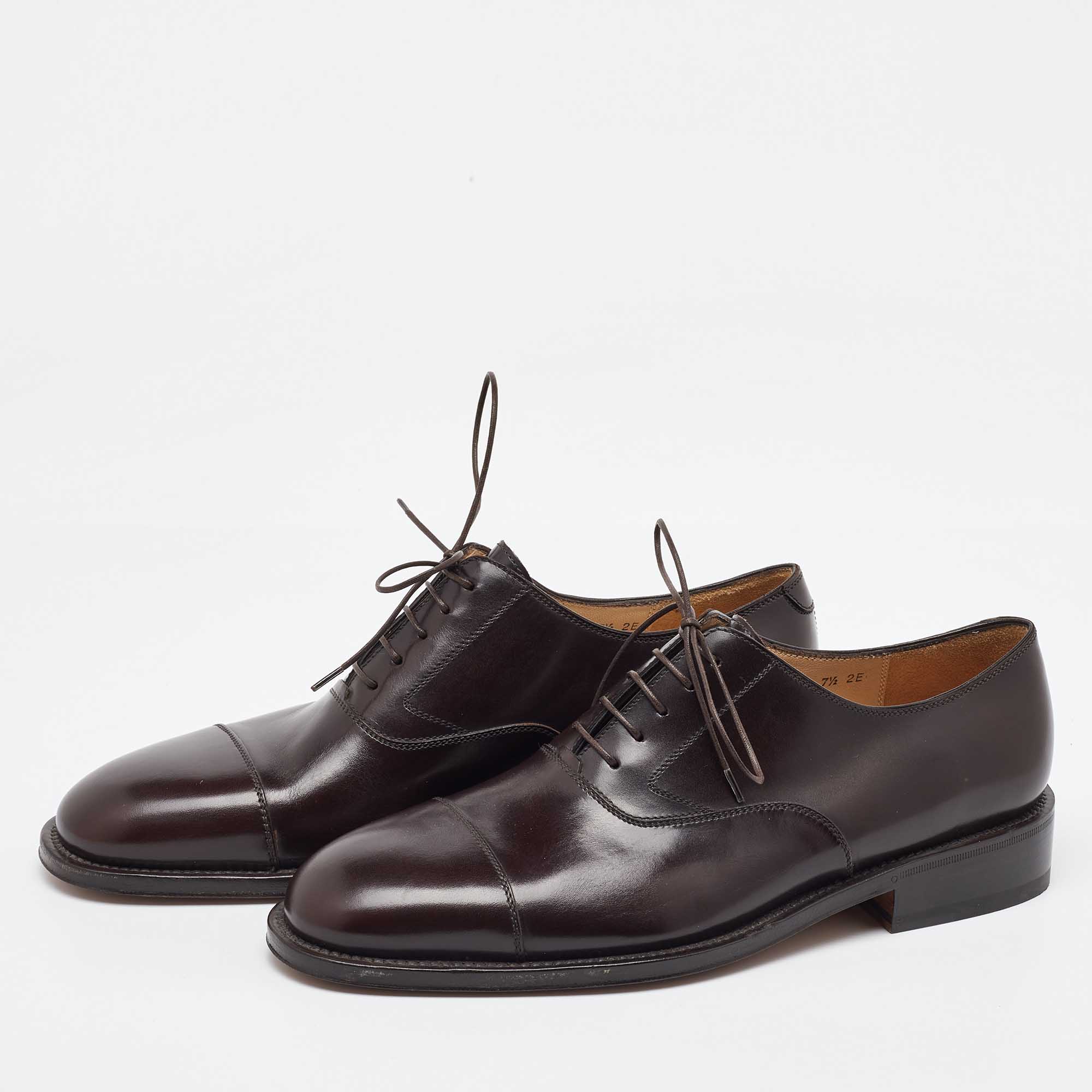 Salvatore Ferragamo Dark Brown Leather Lace Up Oxfords Size 41.5 