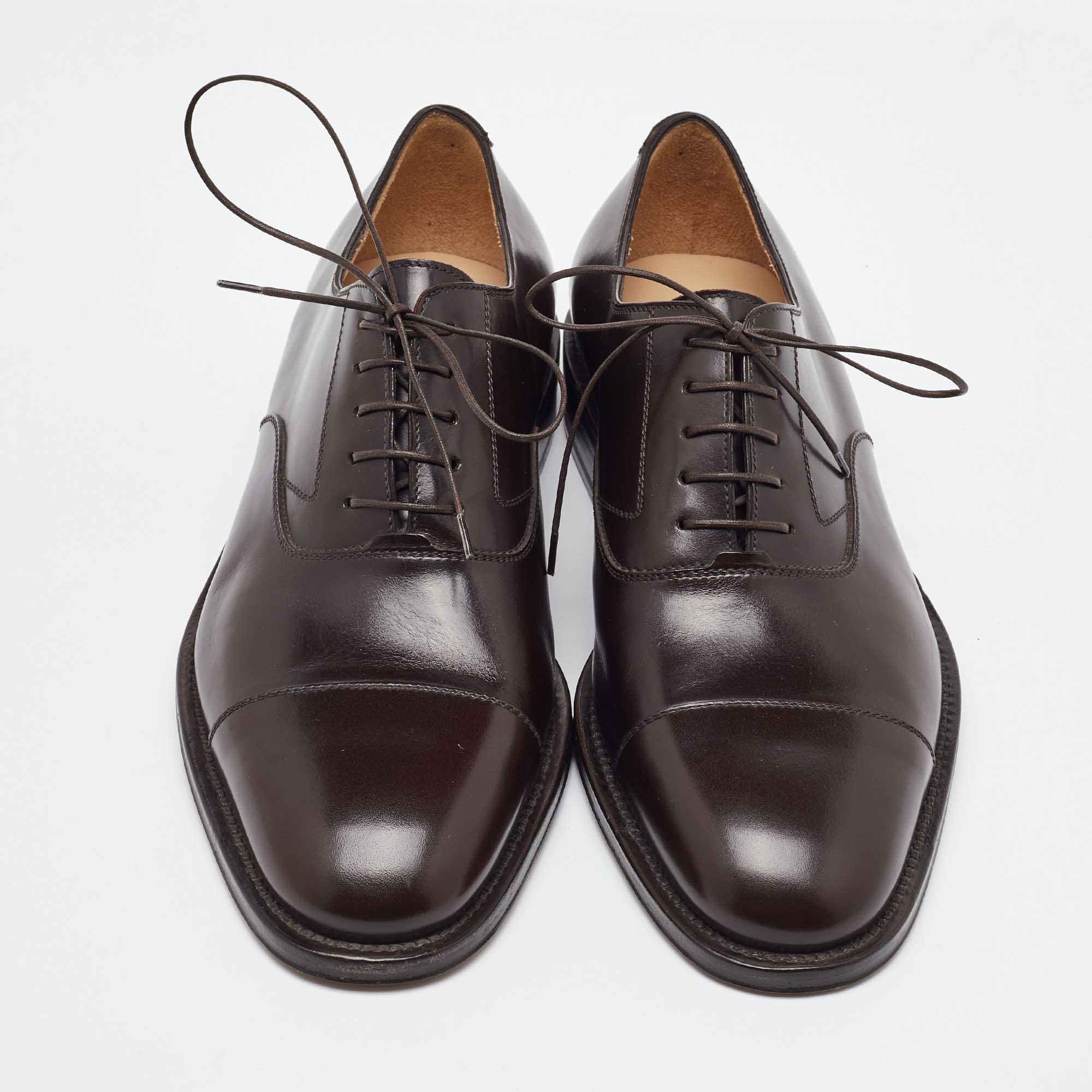 Salvatore Ferragamo Dark Brown Leather Lace Up Oxfords Size 41.5 
