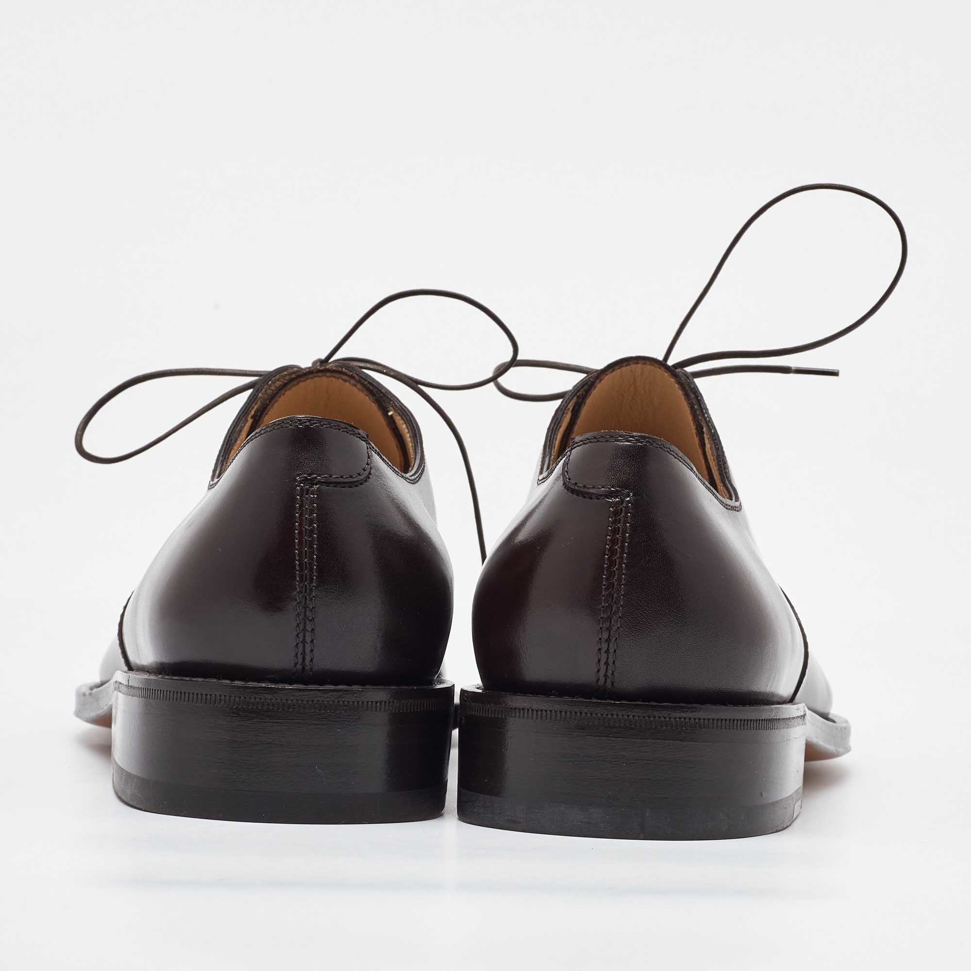 Salvatore Ferragamo Dark Brown Leather Lace Up Oxfords Size 41.5 