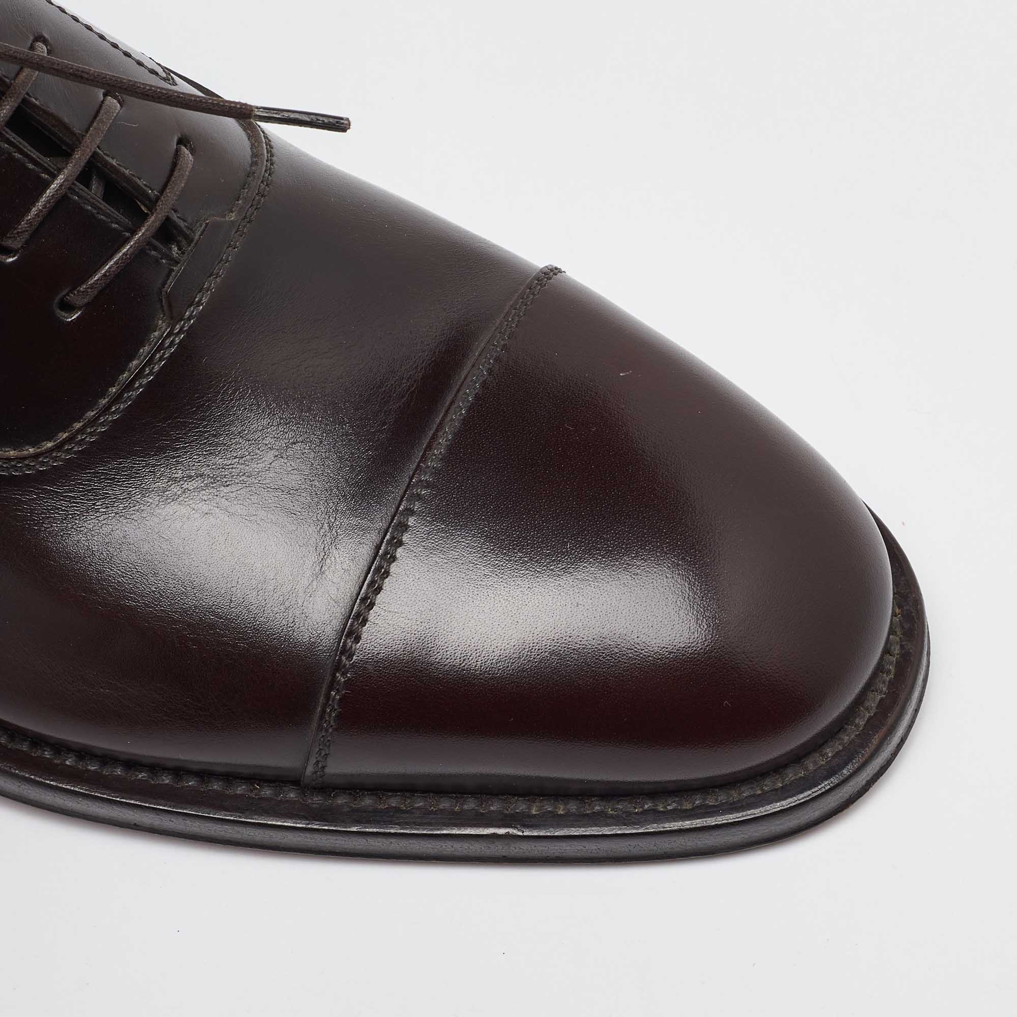 Salvatore Ferragamo Dark Brown Leather Lace Up Oxfords Size 41.5 