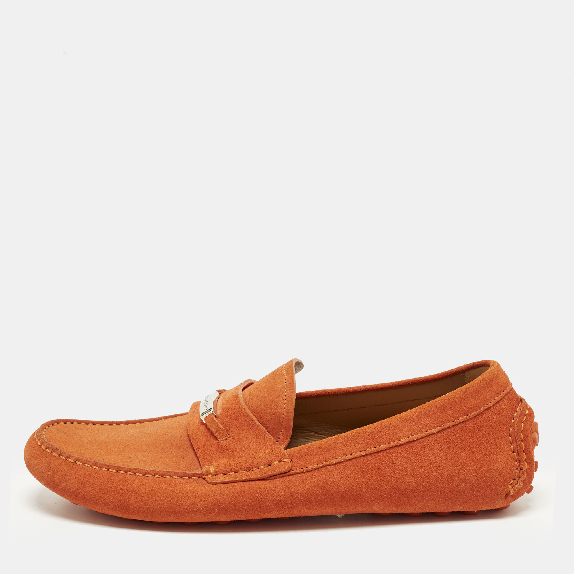 

Salvatore Ferragamo Grenoble Size 42.5 Orange Suede Driver Loafers