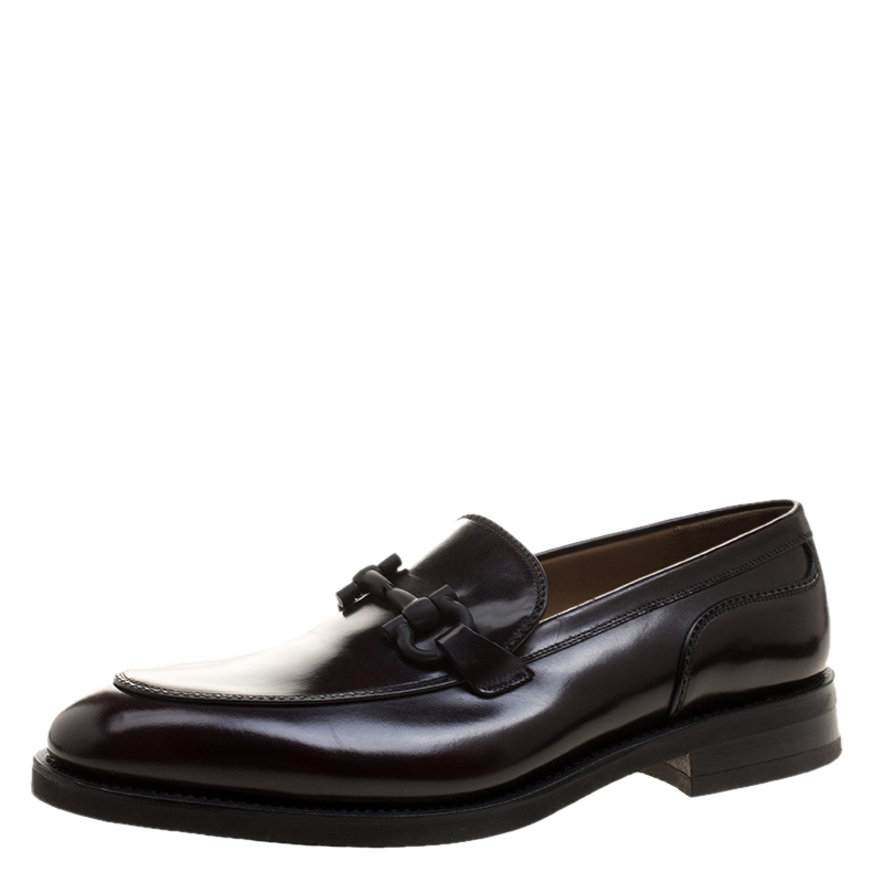 Pre Owned Salvatore Ferragamo Dark Brown Leather Falcone Loafers Size 44