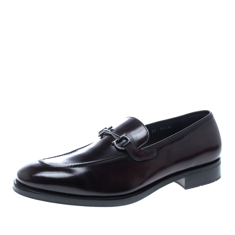 مملوكة مسبقًا Salvatore Ferragamo Prune Brown Panfilo Loafers Size 44.5
