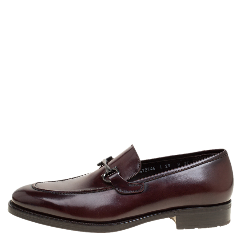 

Salvatore Ferragamo Wine Leather Panfilo Loafers Size, Burgundy