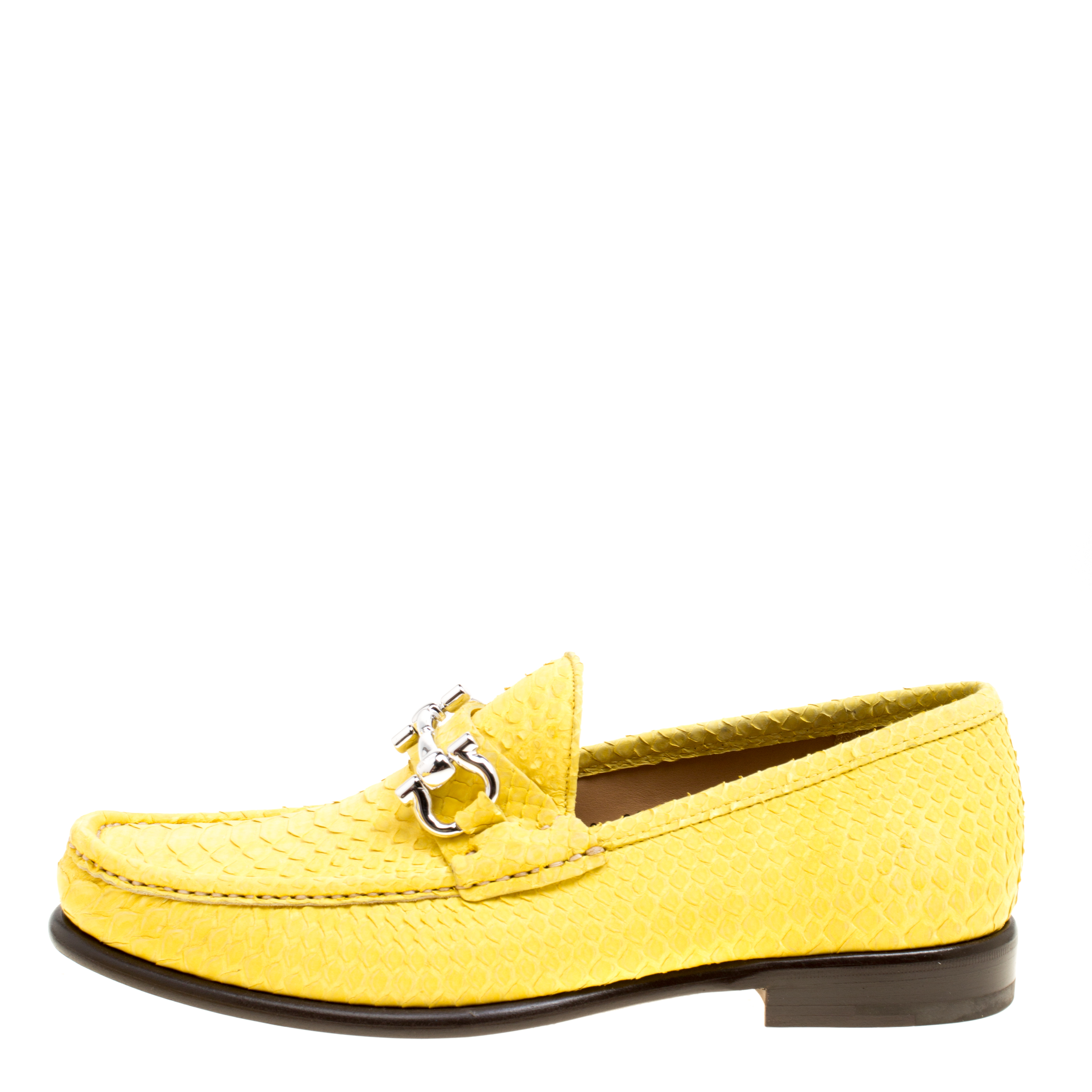

Salvatore Ferragamo Yellow Python Mason Loafers Size