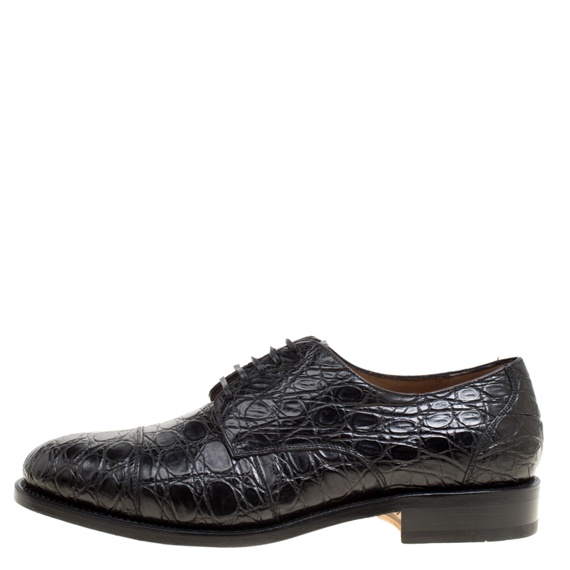 

Salvatore Ferragamo Black Crocodile Leather Nordland Derby Size