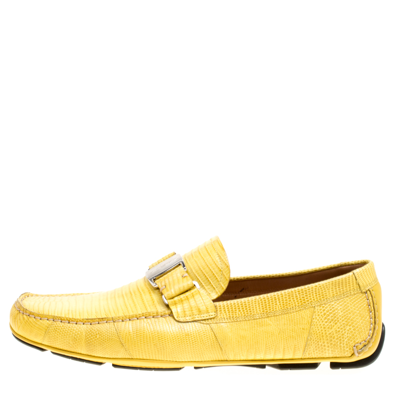 

Salvatore Ferragamo Yellow Lizard Sardegna Loafers Size