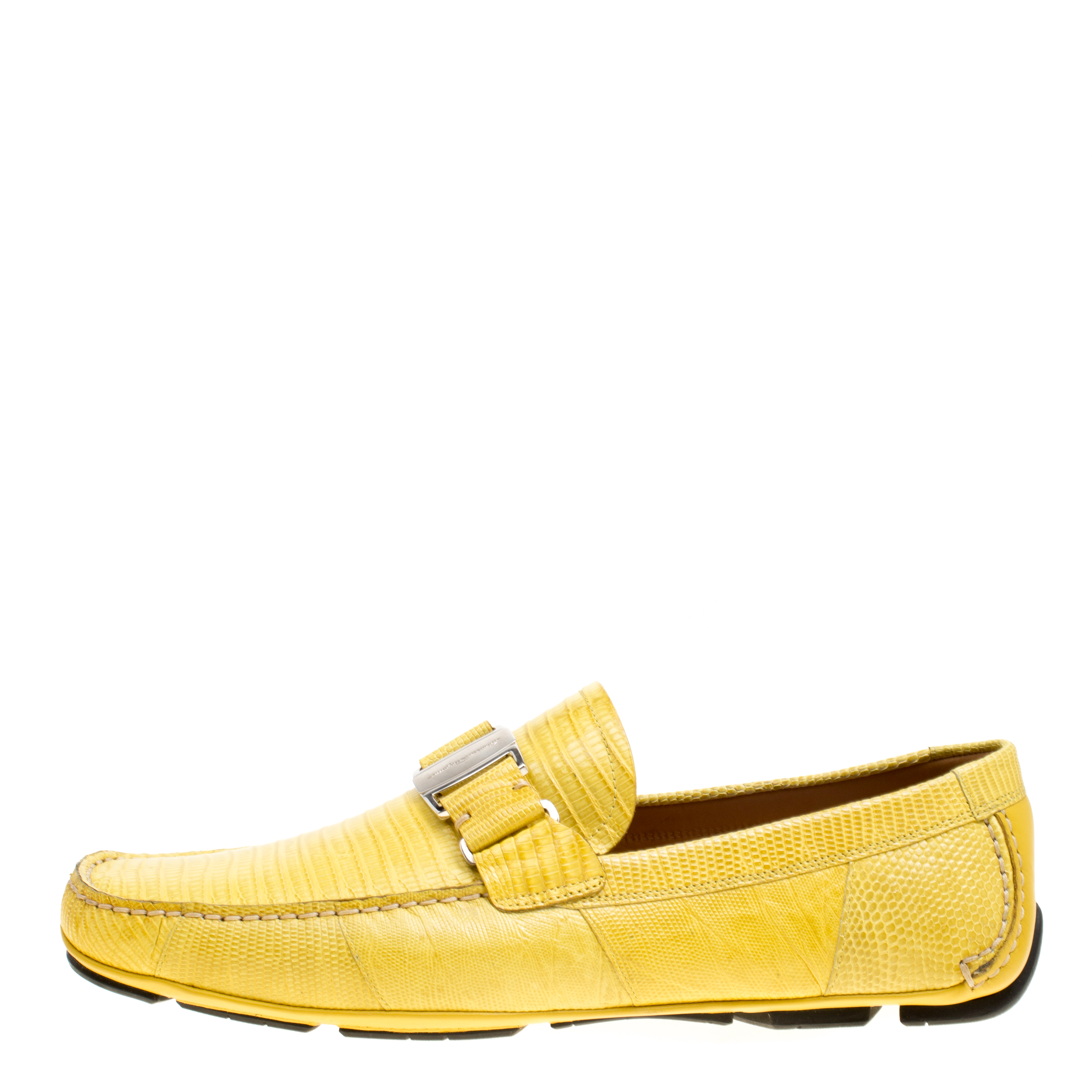 

Salvatore Ferragamo Yellow Lizard Sardegna Loafers Size