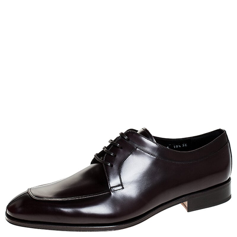 Pre Owned Salvatore Ferragamo Brown Leather Lanier Derby Size 44.5