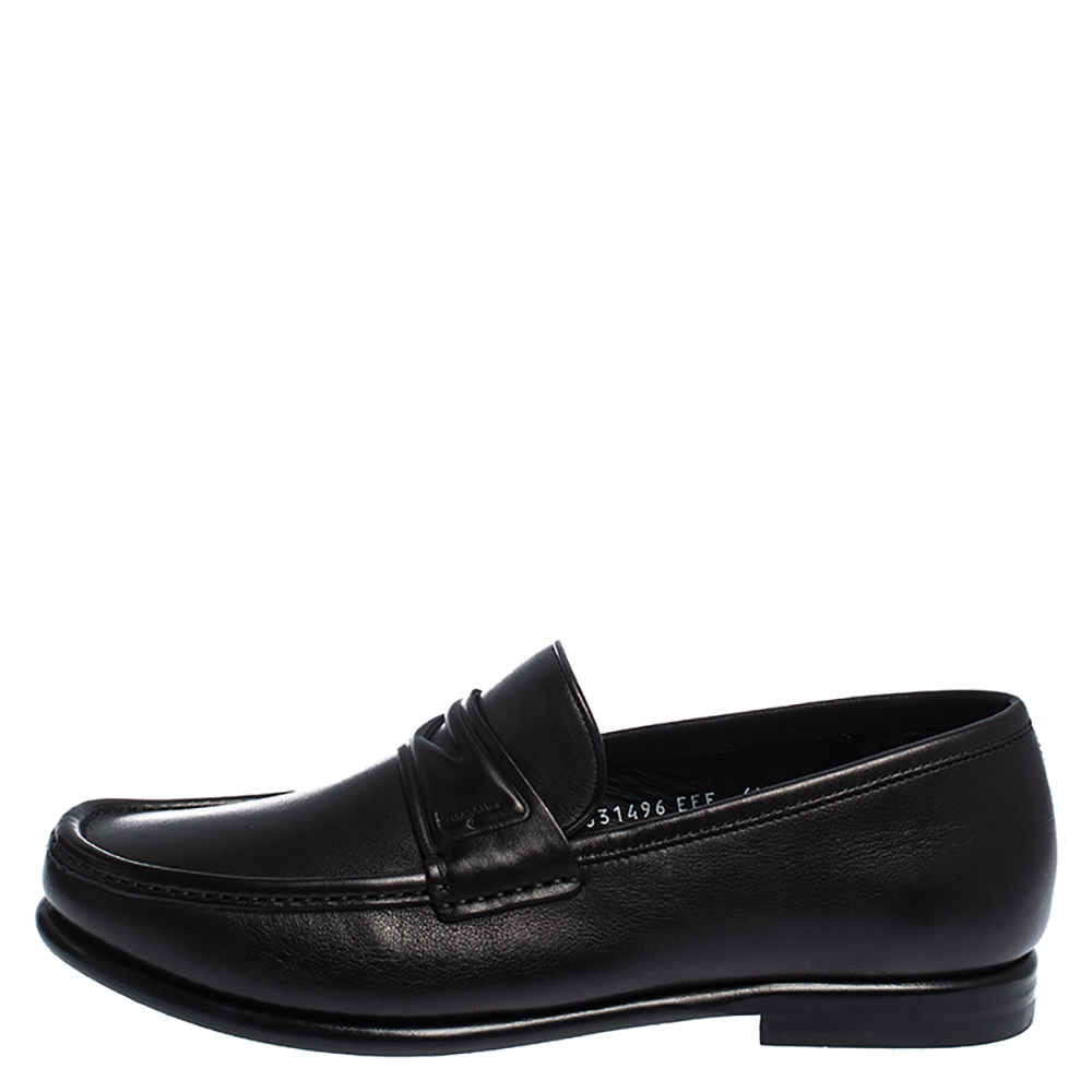 

Salvatore Ferragamo Black Leather Penny Loafers Size