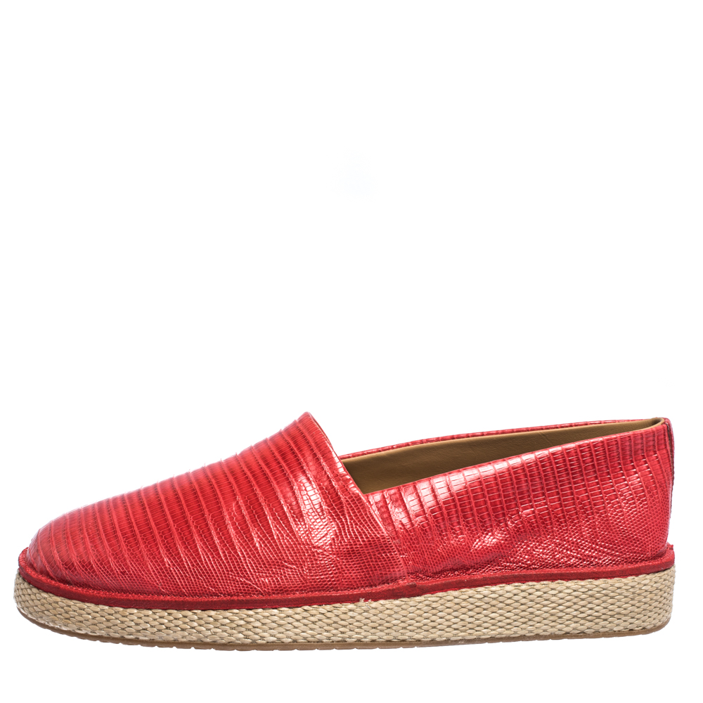 

Salvatore Ferragamo Red Lizard Lampedusa Espadrilles Flats Size