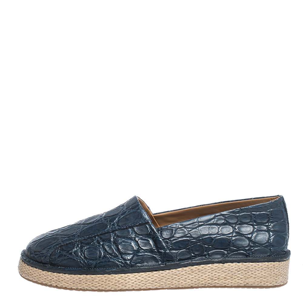 

Salvatore Ferragamo Blue Crocodile Leather Lampedusa Espadrilles Size