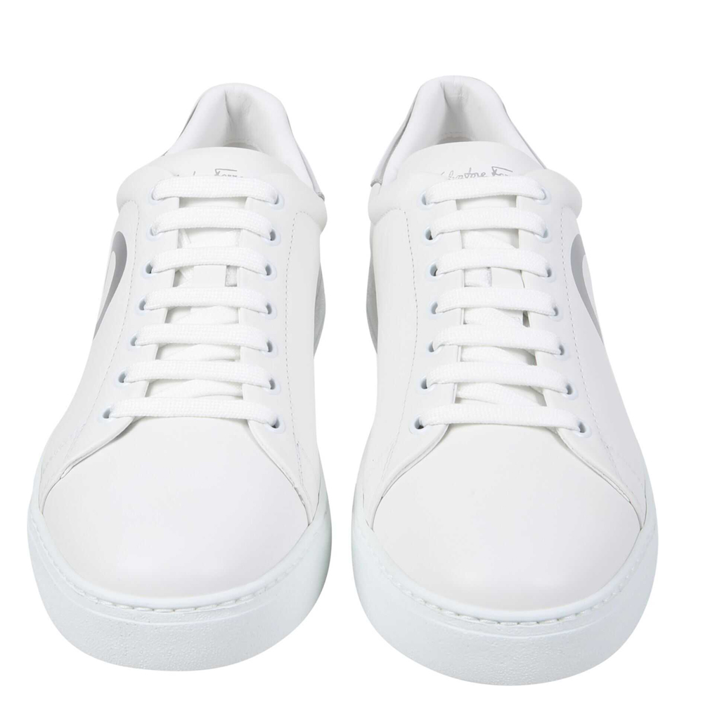 

Salvatore Ferragamo White Leather Gancini Sneakers Size EU  US 8