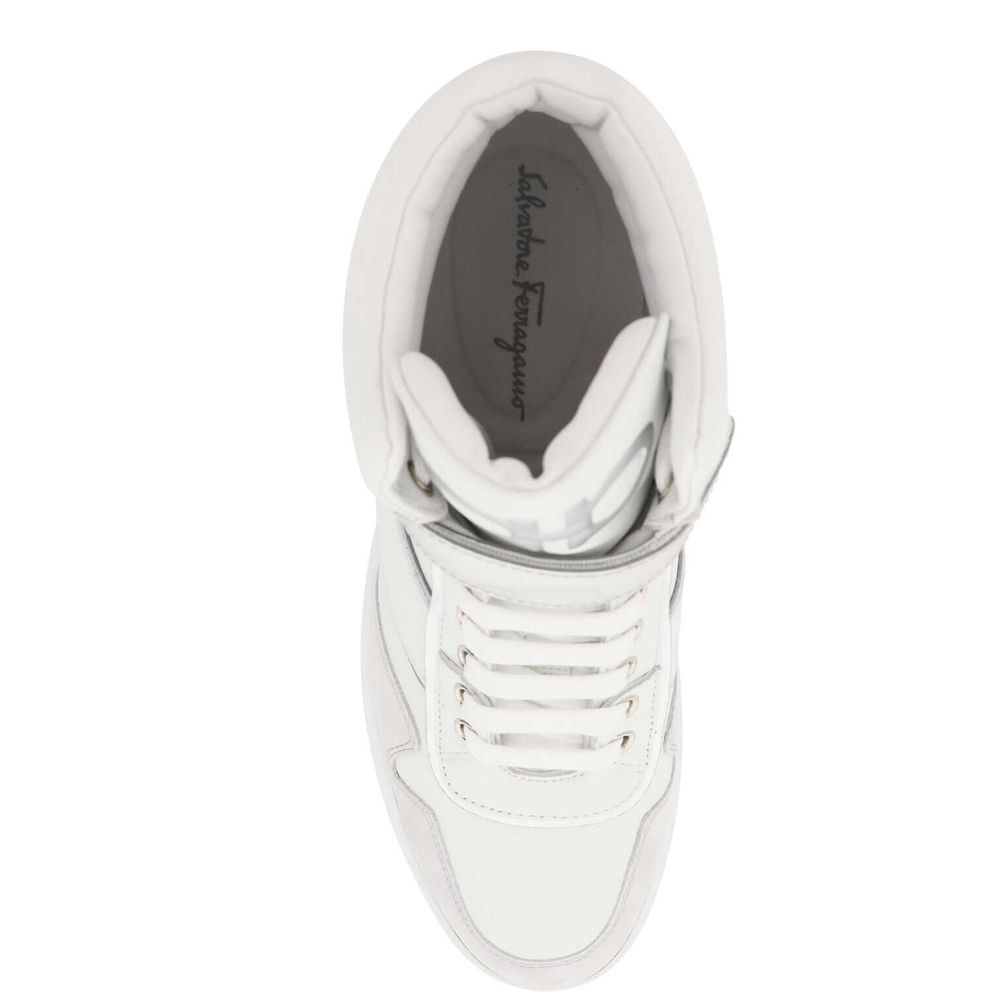 

Salvatore Ferragamo White Leather High-top Sneakers Size EU  US 9