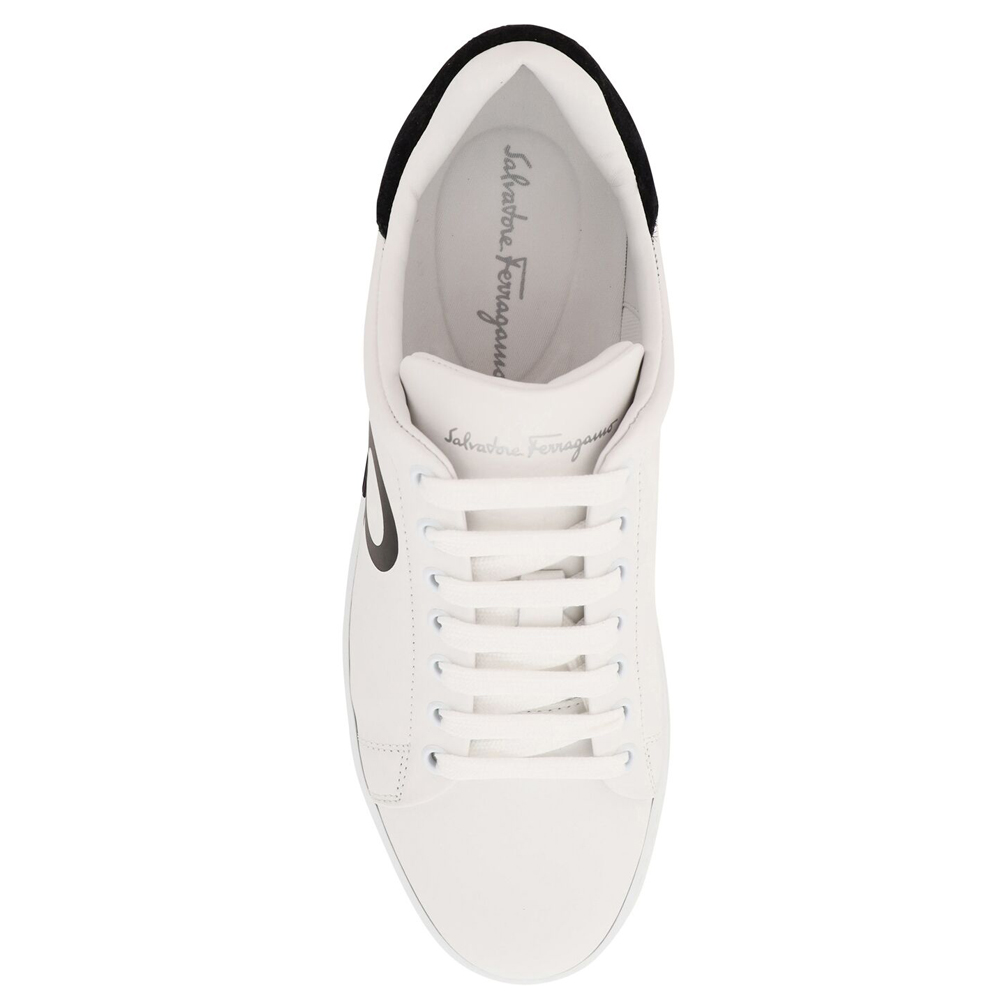 

Salvatore Ferragamo White/Black Leather Gancini Sneakers Size EU  US 9