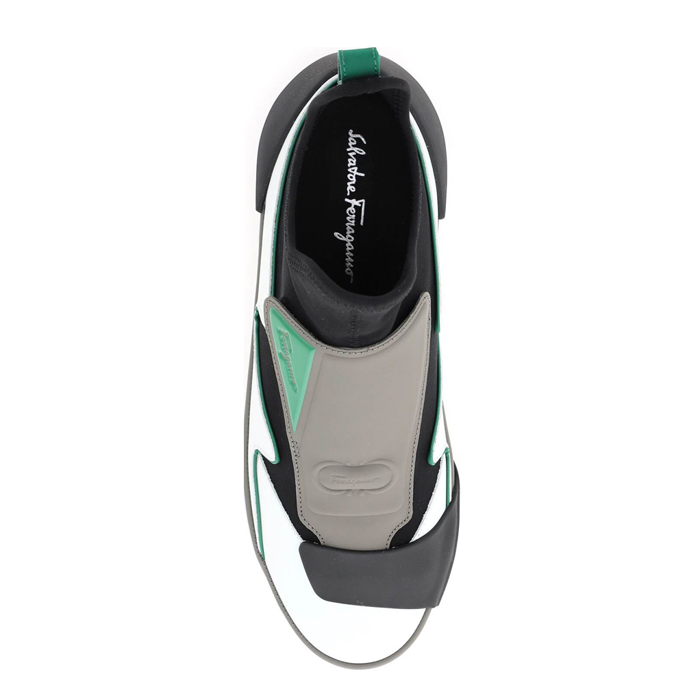 

Salvatore Ferragamo White/Black/Green Gancini Sock Sneakers Size EU  US 11