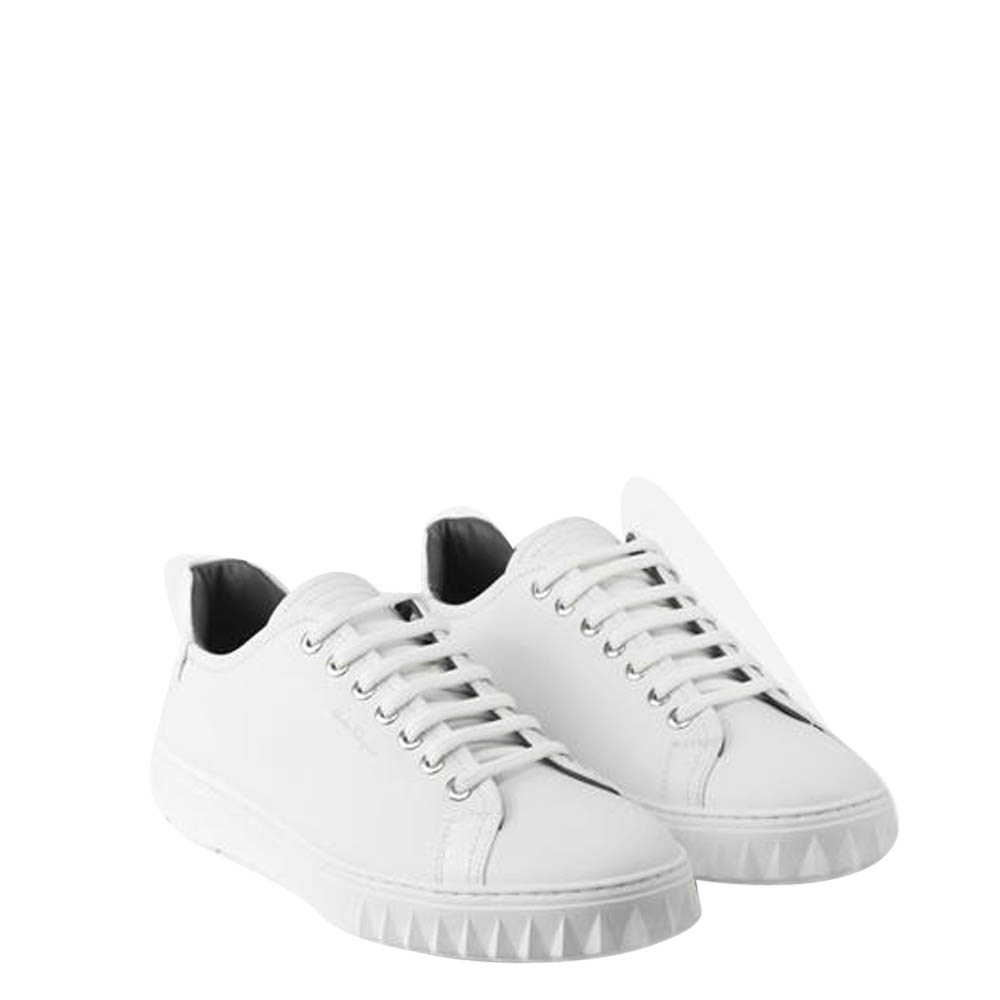 

Salvatore Ferragamo White calf leather and patent Leather Sneakers Size EU  UK 7.5