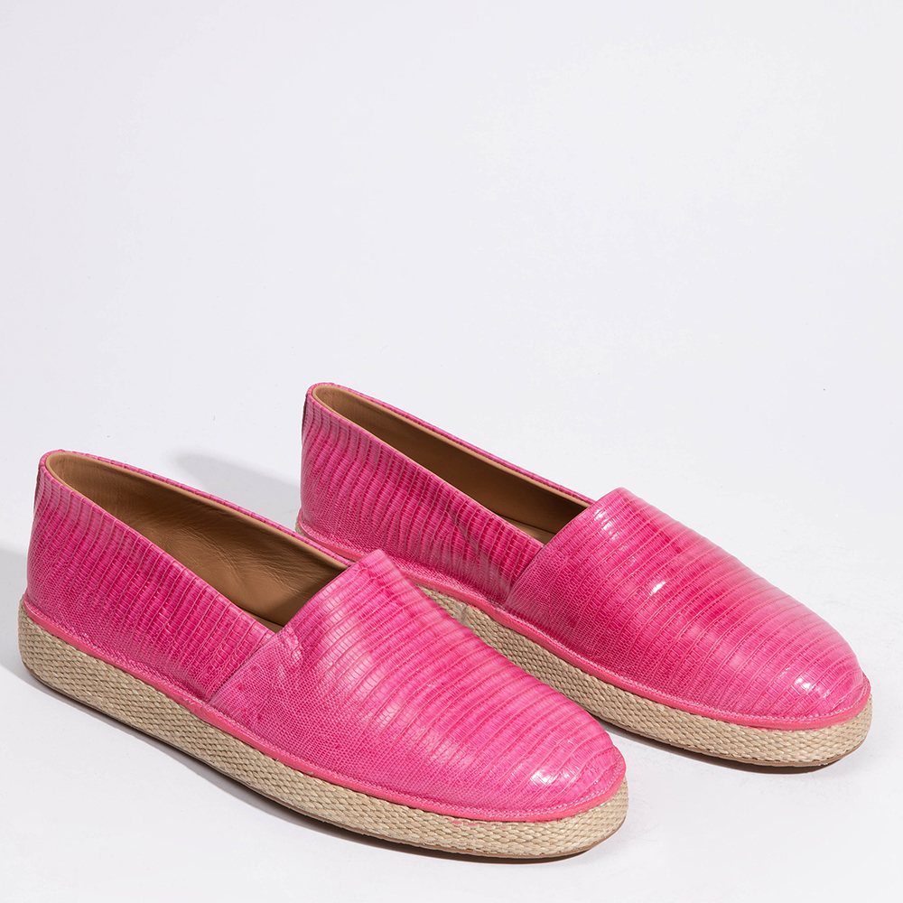 

Salvatore Ferragamo Pink Leather Lampedusa Solid Espadrilles Size EU