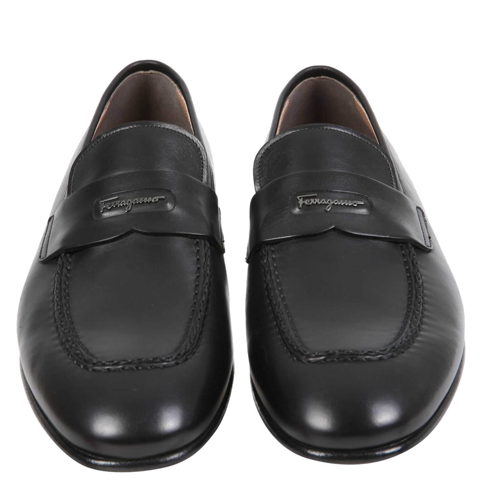 

Salvatore Ferragamo Black Leather Penny Loafers Size US 8 EU